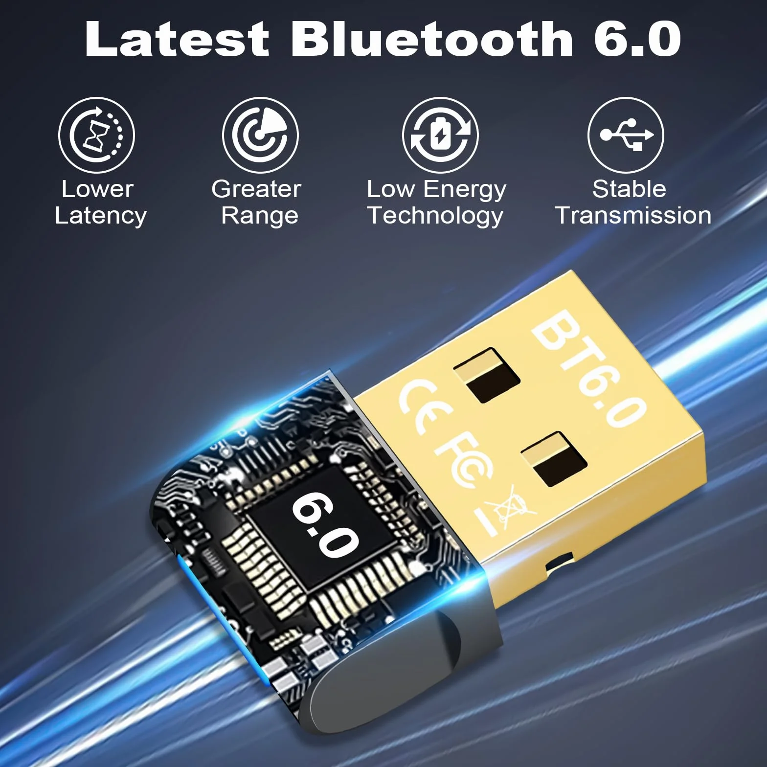 Adaptateur Bluetooth 6.0 USB pour PC Windows 11/10/8.1