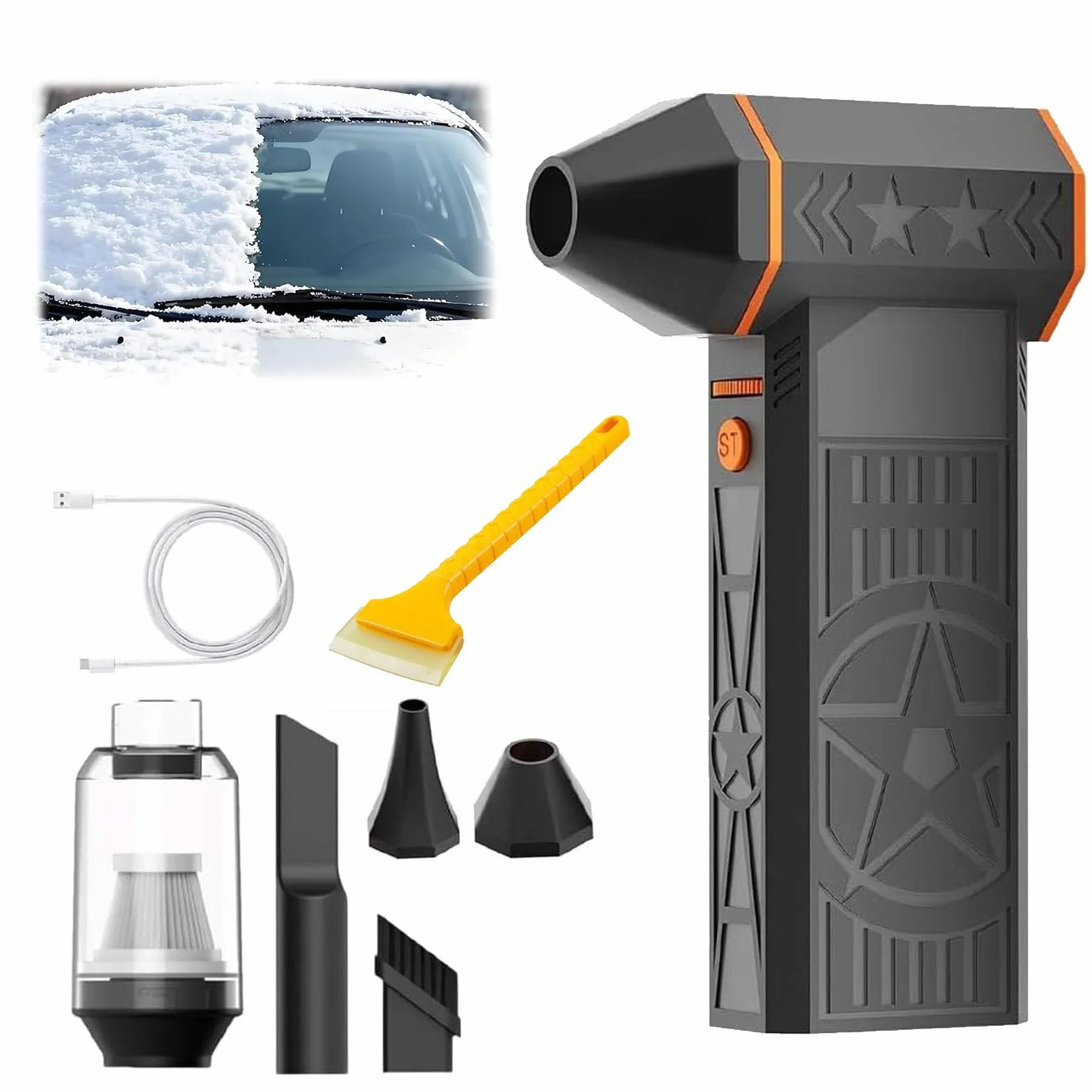 Souffleuse à neige thermique 5000 W, déneigeuse portable avec LED, décongélation, séchage, nettoyage