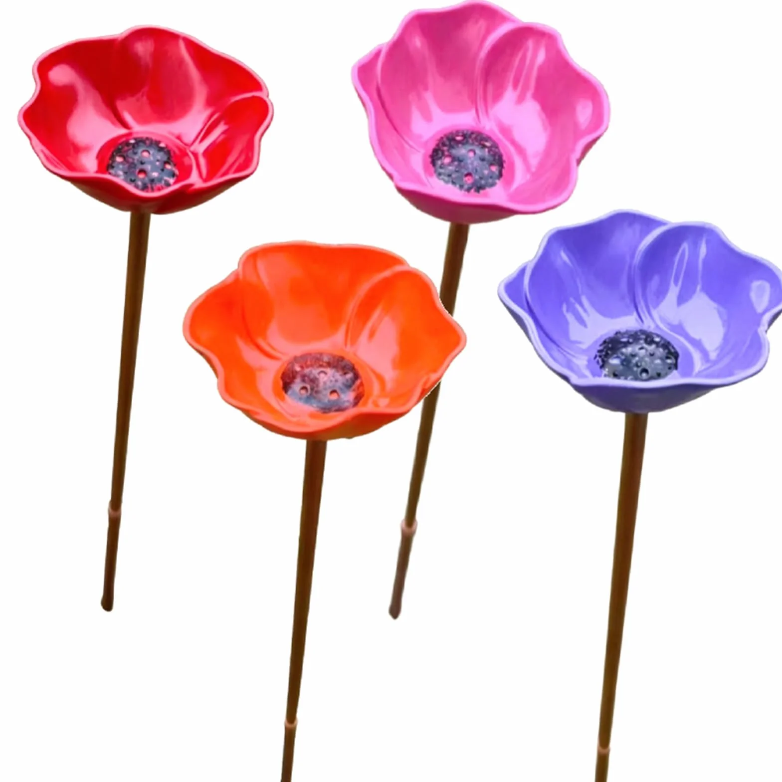 Station d'arrosage pour Oiseaux en métal Fer forgé Forme Fleur, Abreuvoir extérieur pour Papillons et Abeilles