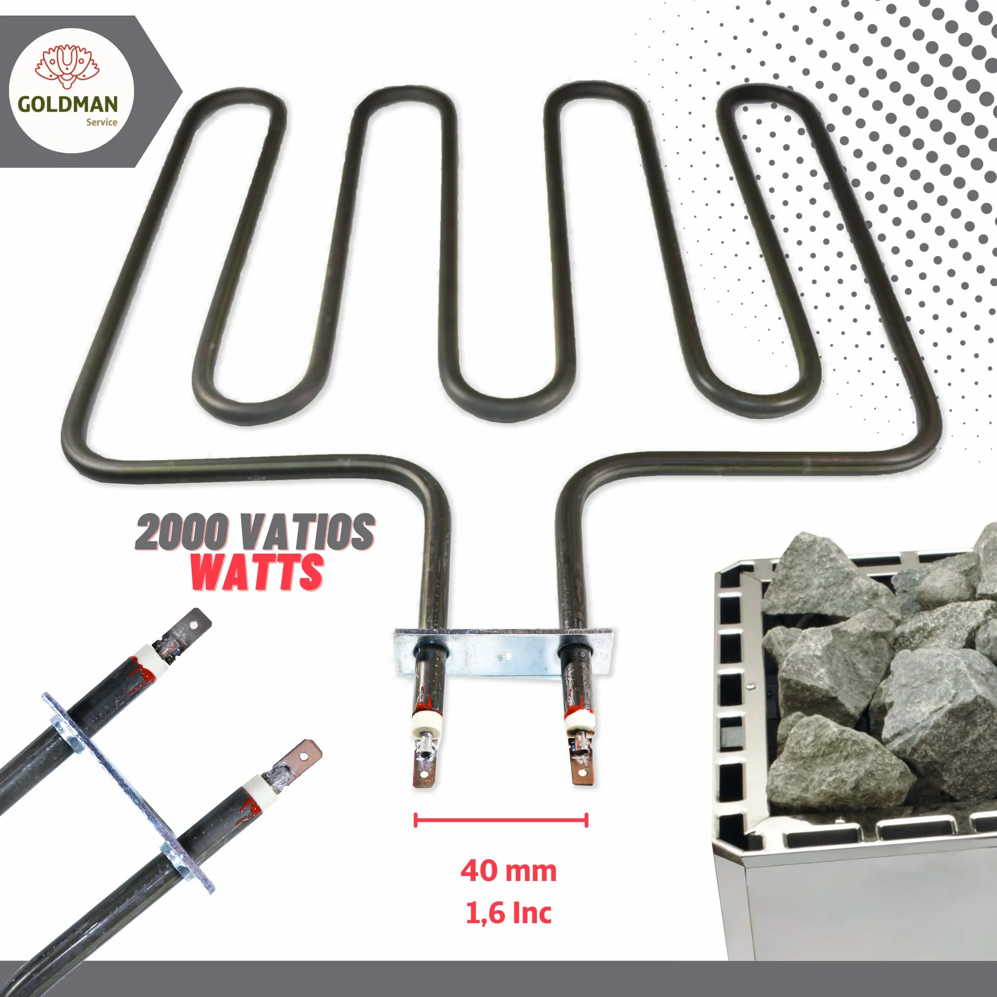 Résistance pour poêle à sauna 2000 W 300 x 330 mm compatible SPA hôtel