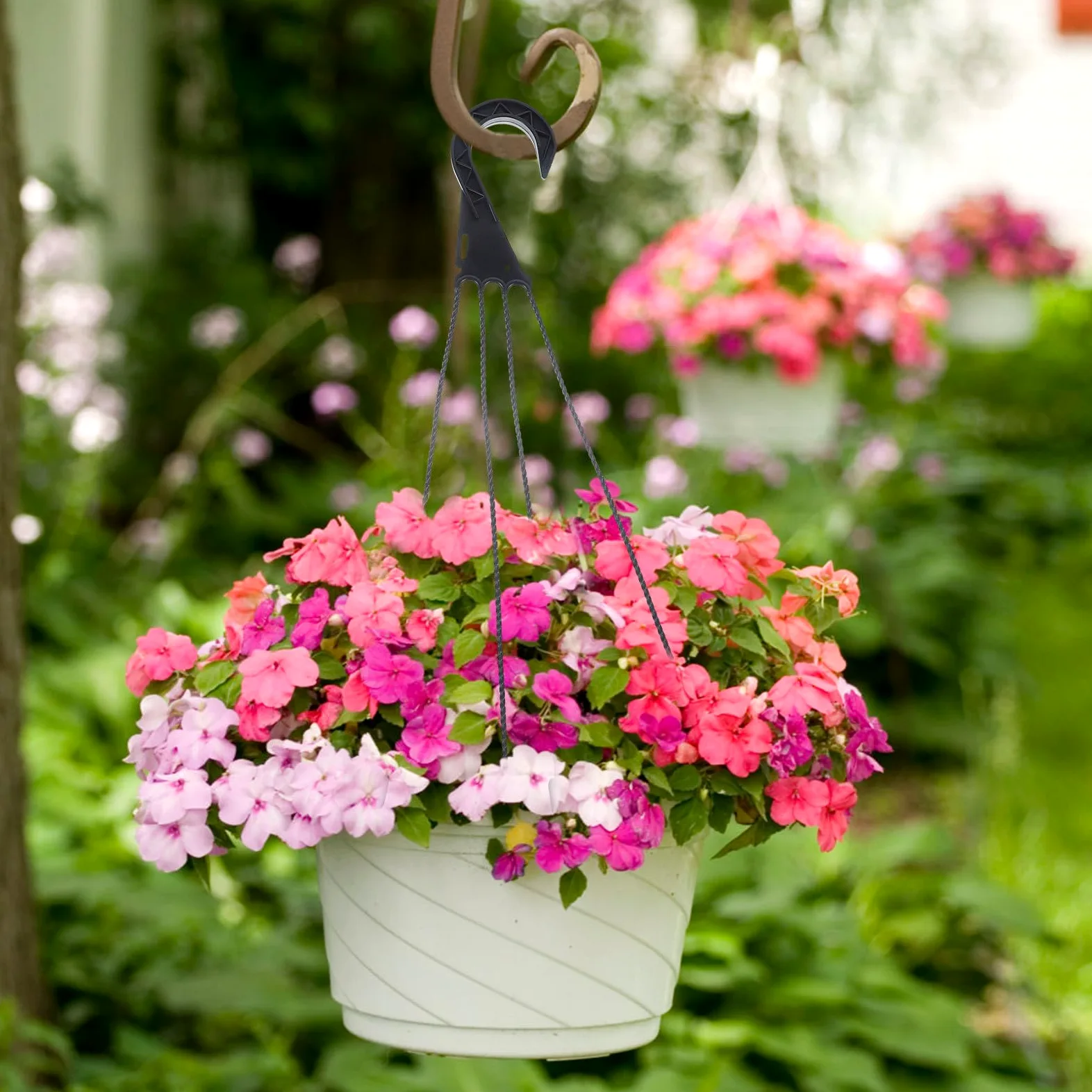 Healvian Lot de 5 crochets de suspension en plastique pour pot de fleurs, 45 cm, 4 points de suspension pour plantes, crochets de rechange pour pot de fleurs de jardin, supports muraux pour intérieur
