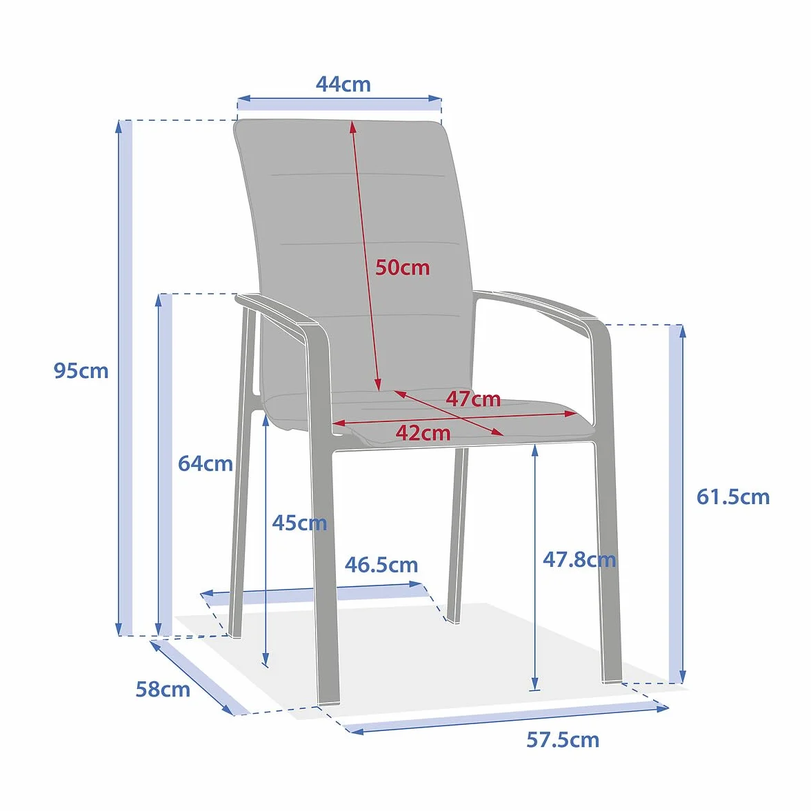Fauteuil de Jardin Empilable Hespéride Diese Argile et Ivoire Anti-Rouille Tissu Déperlant Séchage Rapide