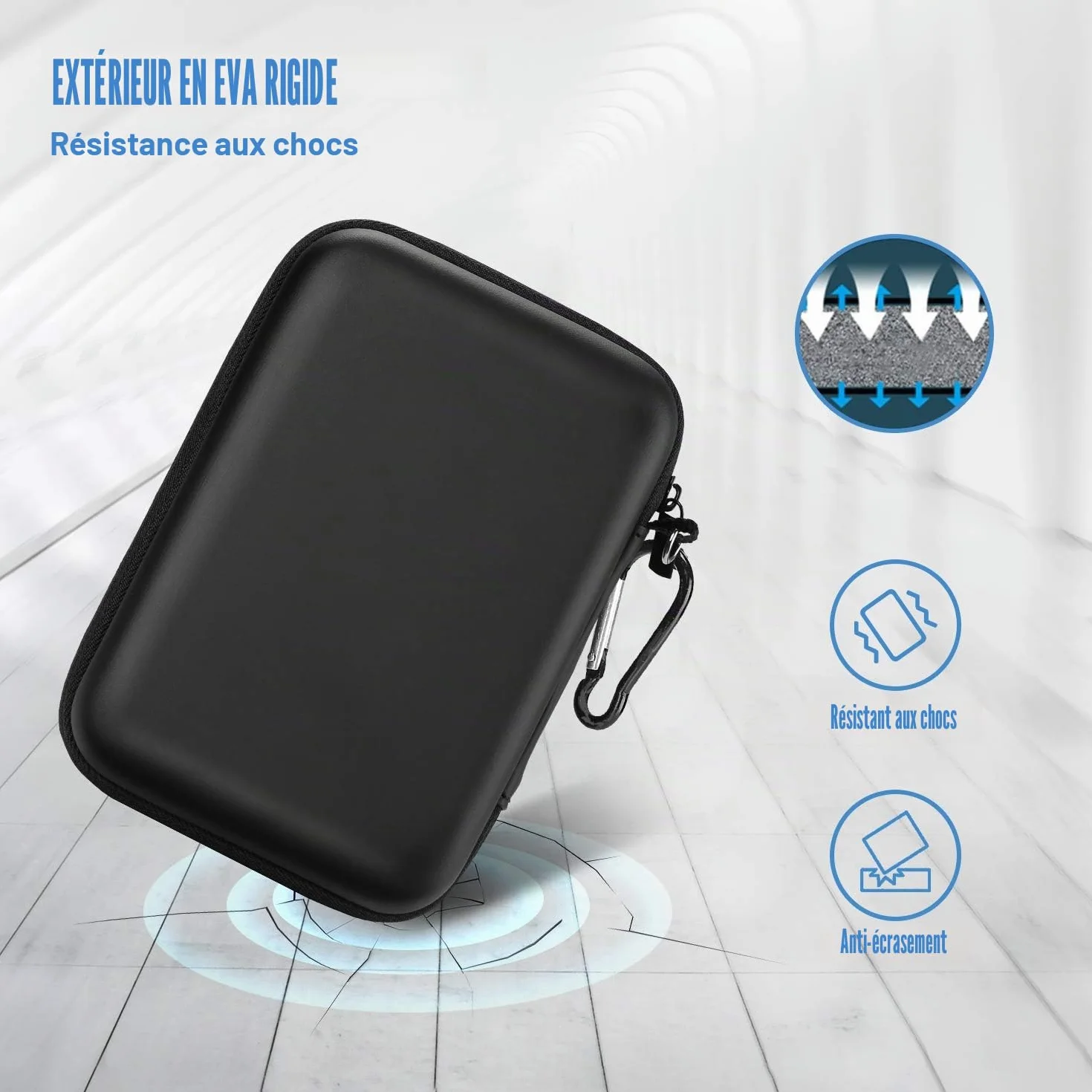 ProCase Étui Disque Dur Externe 2,5" Housse Protection WD Toshiba Canvio Seagate Samsung SSD HDD Antichoc