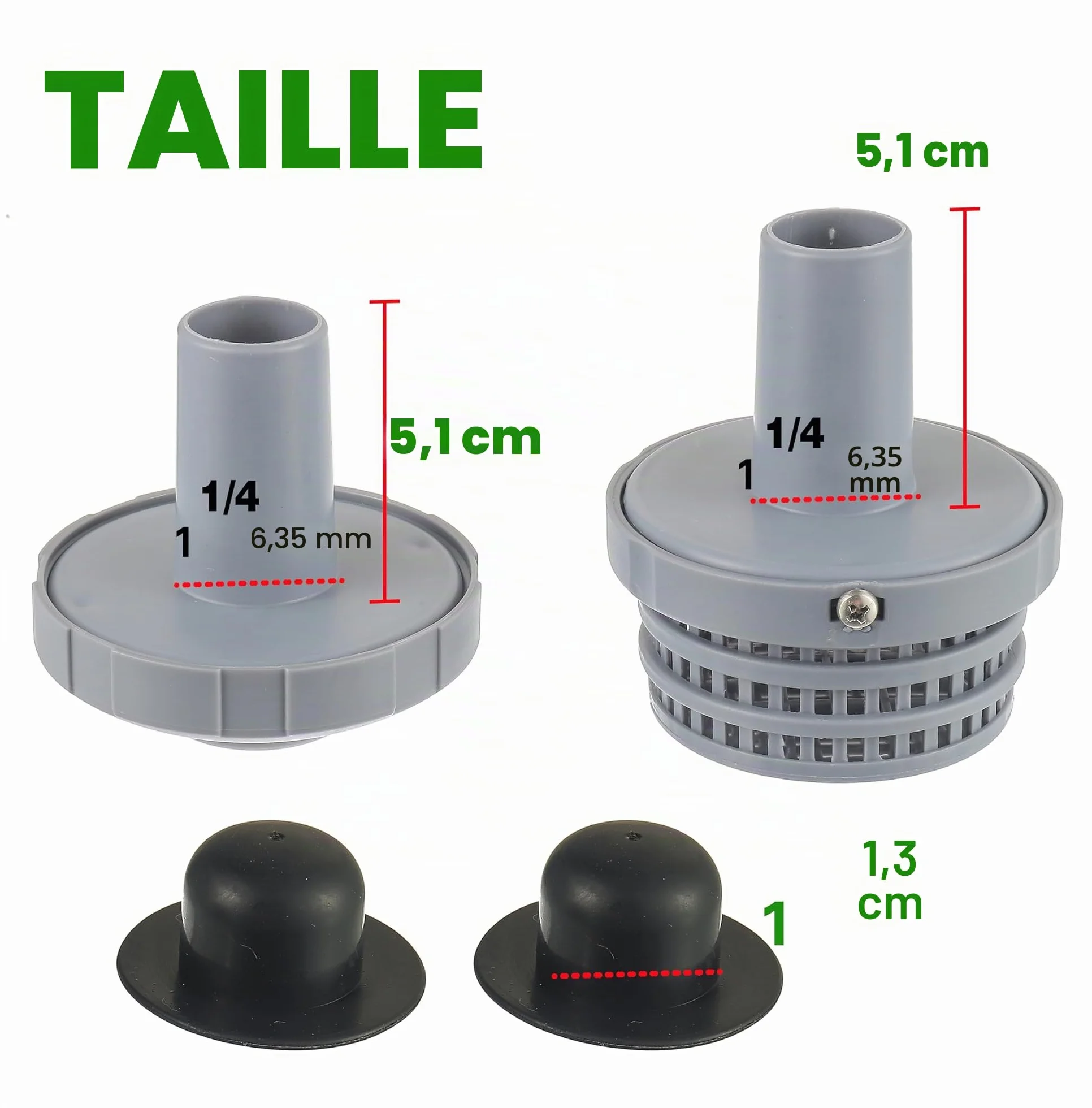 Kit de Raccordement pour Piscine Ø 32 mm – Crépines, Filtre de Sortie et Buse d'Entrée Hors Sol