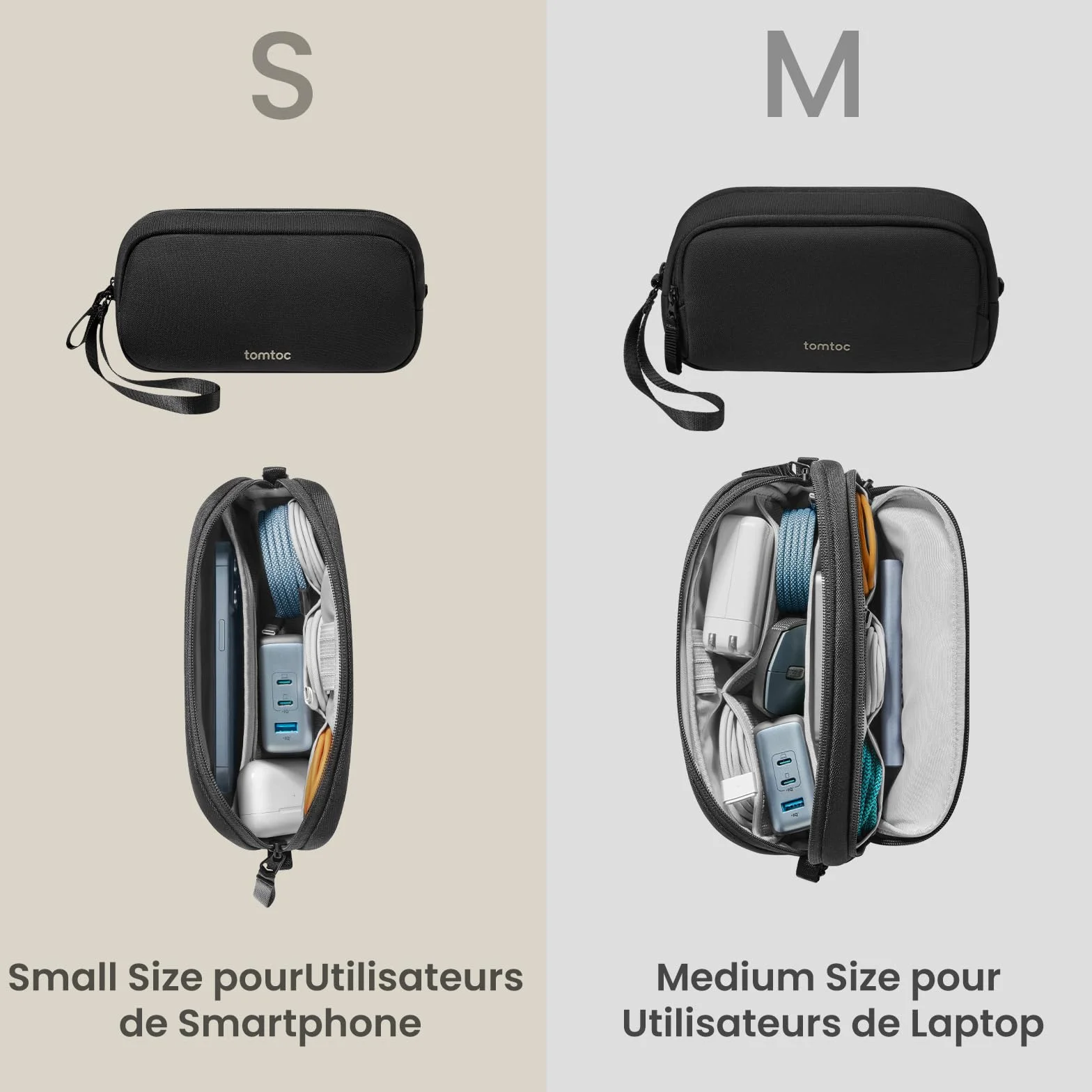 Tomtoc Sac de Rangement Câble, Organisateur de Câbles Portable Tech Pouch pour Accessoires Techniques et Voyage