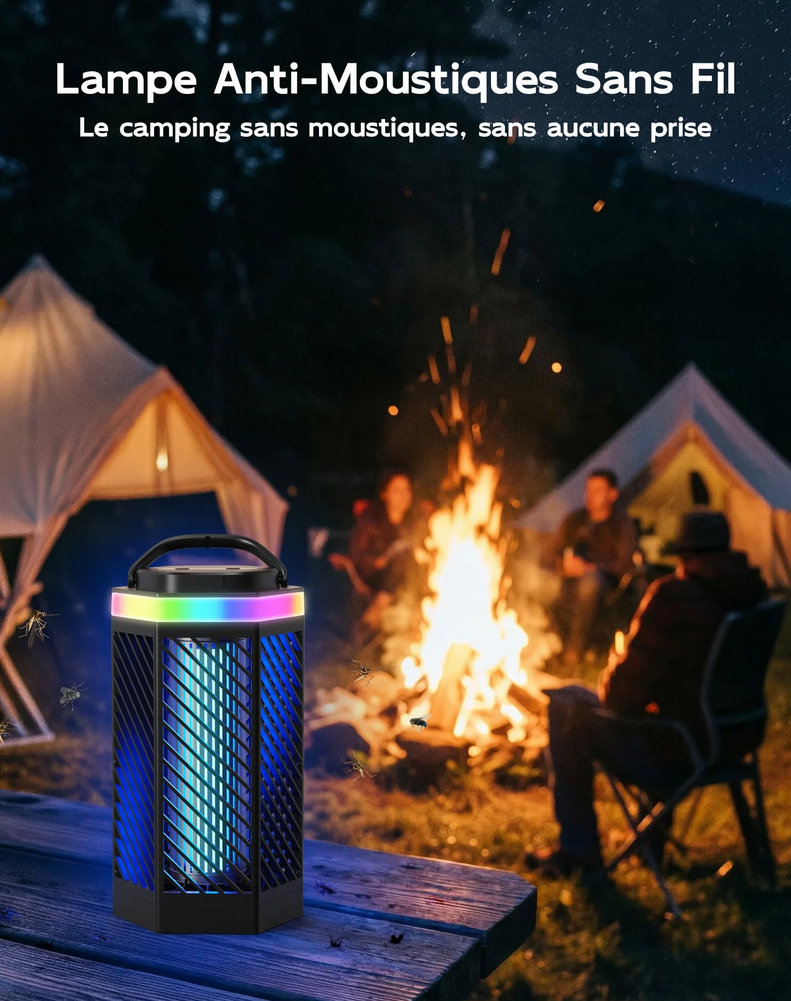 Lampe Anti-Moustique Rechargeable Tue Mouche Électrique LED 8000mAh IPX4 Destructeur d'Insectes