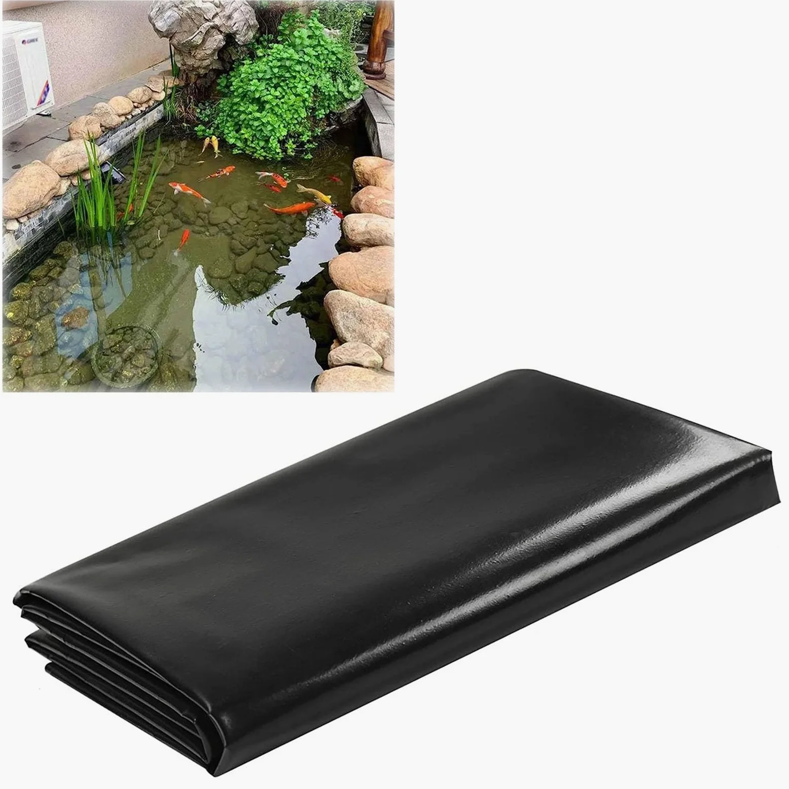 Bassin Exterieur Liner Piscine bache Bassin Exterieur, Bâche en Caoutchouc Noir pour Bassin 5x7m, résistante aux Perforations et aux déchirures, pour bassins de Jardin, étangs à carpes koï,