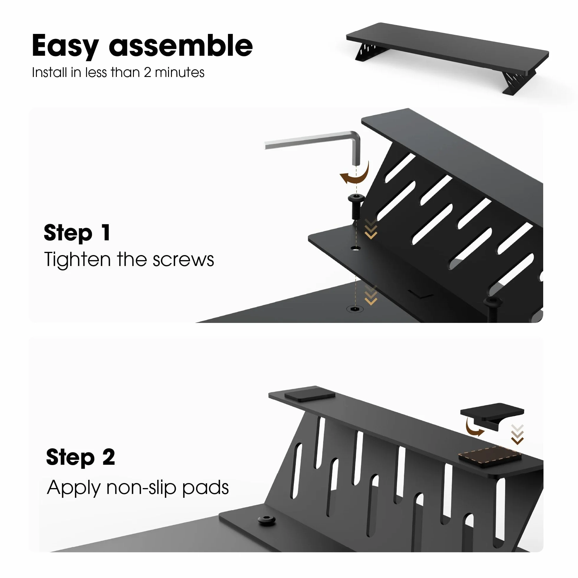 Fenge Réhausseur d'Écran d'Ordinateur, Support de Moniteur Portable, 80×23,5×10cm, Charge 25KG, Noir