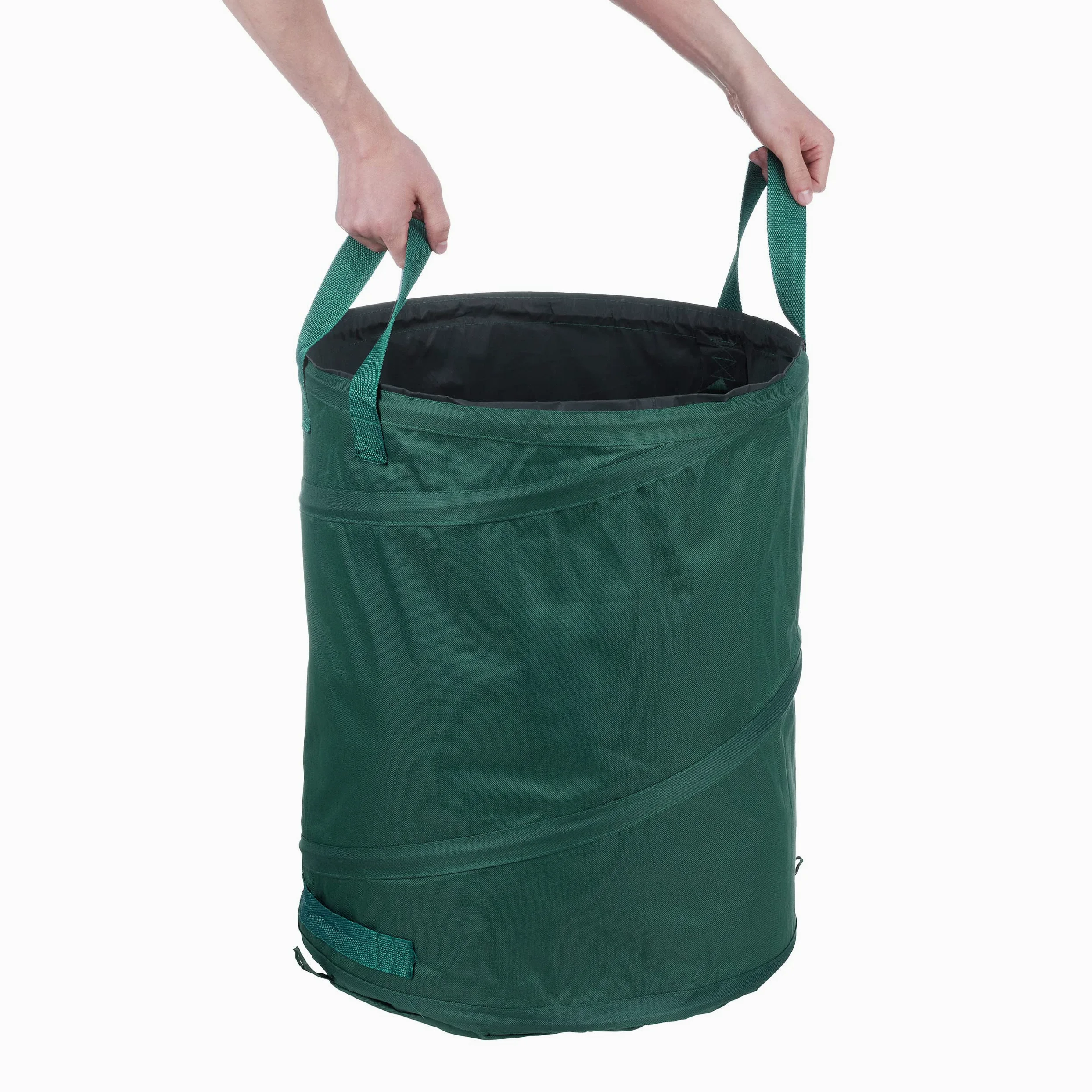 Relaxdays Sacs à déchets de Jardin autoportants, Lot de 3, 90 L, 3 poignées, Poubelle, résistant aux UV, étanche, Vert