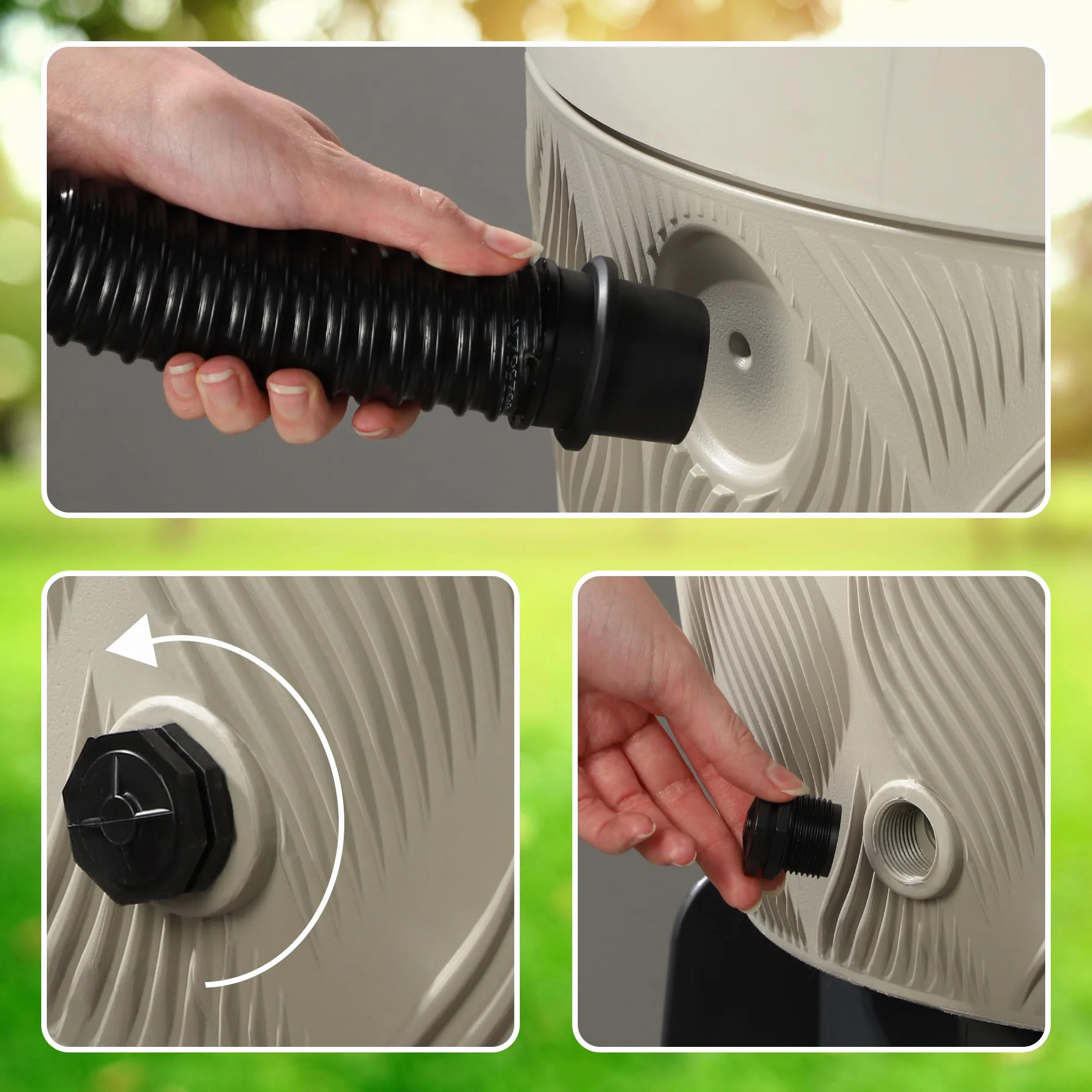 KADAX Récupérateur d'eau de Pluie 240 l Réservoir avec Robinet Résistant au Gel Crème