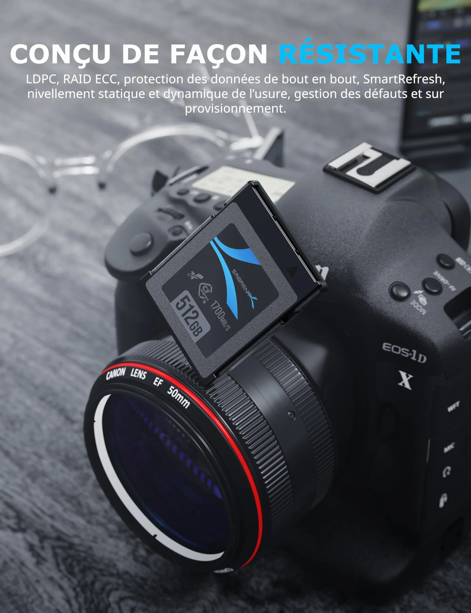 SABRENT CFexpress Type B 512Go Carte Mémoire Rocket CFX CompactFlash L1700Mo/s E1500Mo/s 4K RAW