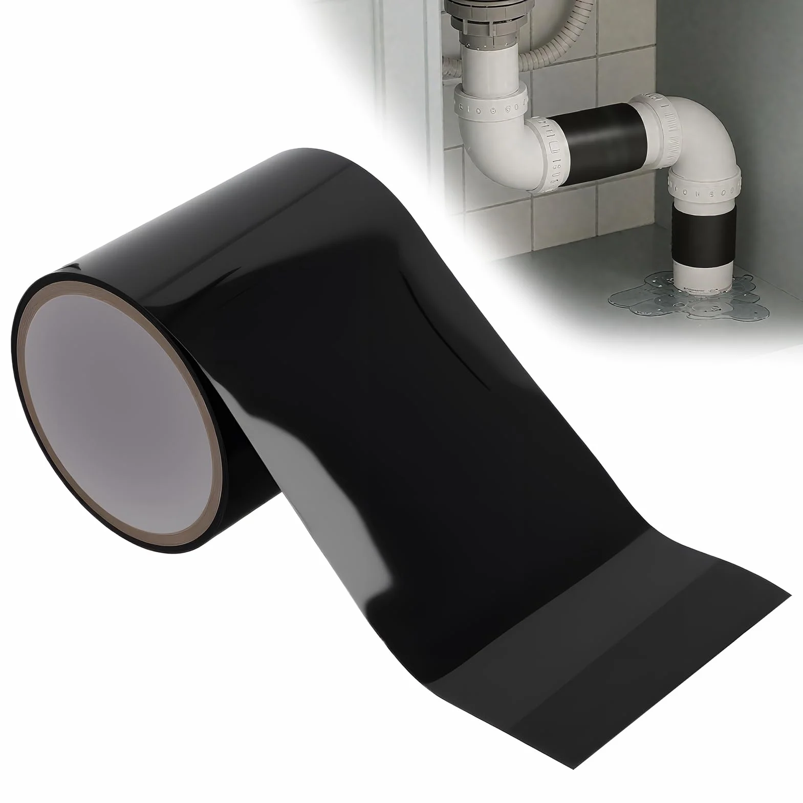 Ruban Adhésif Étanche Noir 10cm x 1.5m Réparation Tuyau Tente Extrêmement Résistant à l'Eau