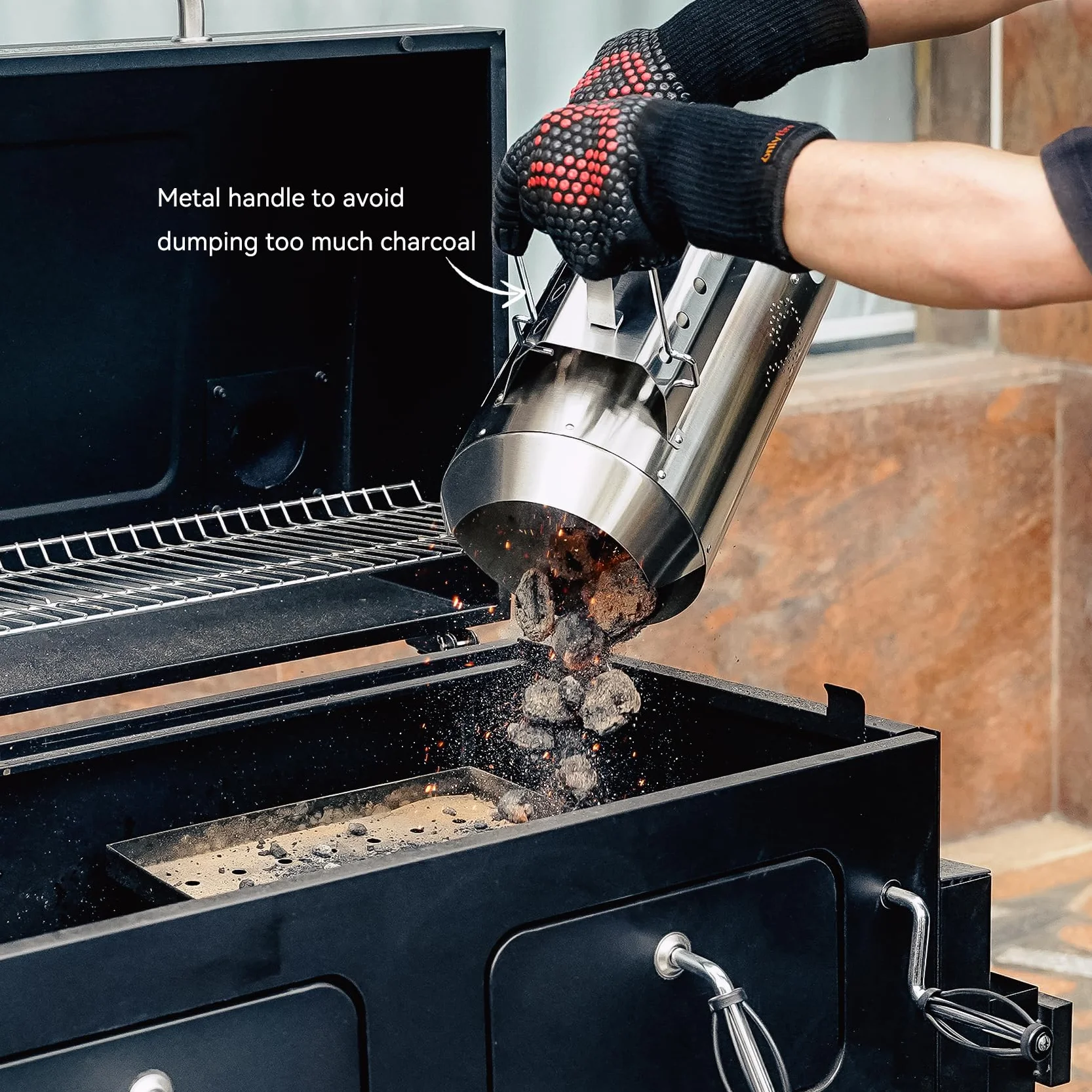 Onlyfire Cheminée d'allumage en Acier Inoxydable Rapidfire Starter BBQ Accessoire pour Barbecues à Charbon Ø 47 cm 32cm Hauteur Remplacement Weber 7416