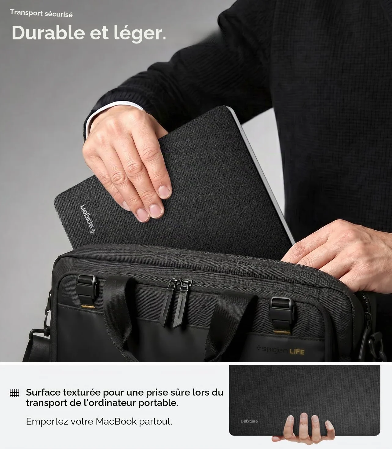 Spigen Urban Fit Coque MacBook Pro 14 Pouces M5 Pro Max 2026 M4 M3 M2 M1 2025-2021 Étui Tricot Premium Noir