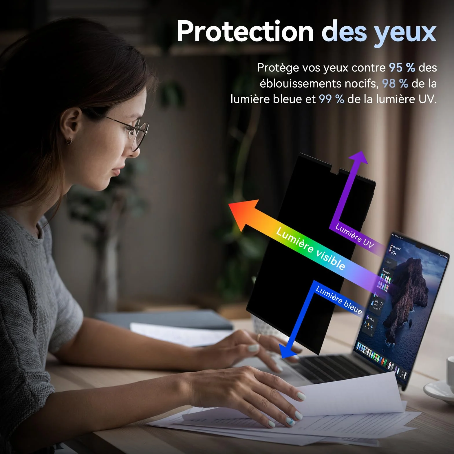 Filtre de Confidentialité MacBook Pro 16 Pouces 2021-2026 M1 M2 M3 M4 M5 Anti Espion Lumière Bleu
