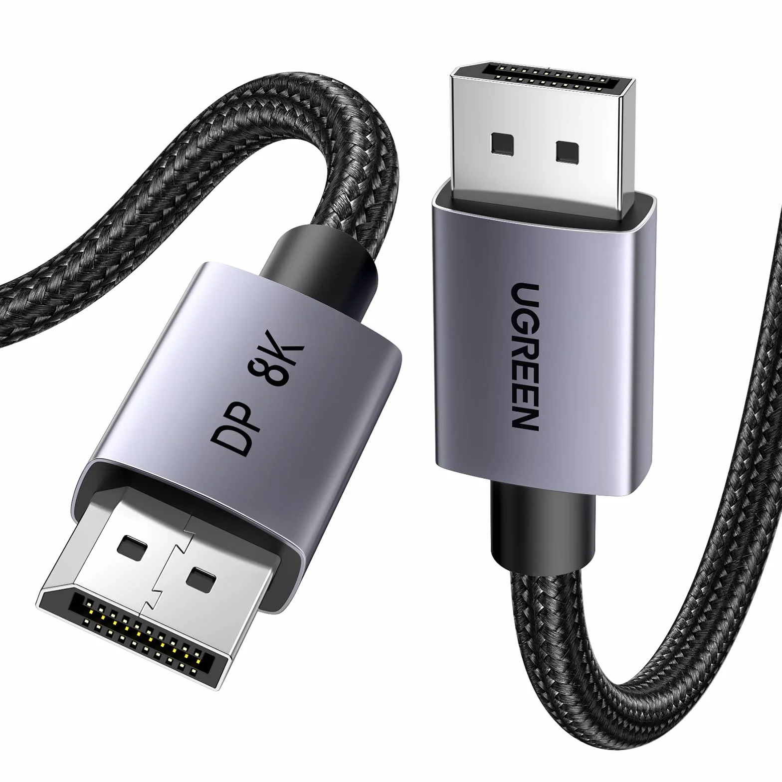 UGREEN Câble DisplayPort 1.4 8K 60Hz 4K 240Hz, Câble DP Certifié VESA 1.4 Aluminium Mâle-Mâle HDR GSync Nylon Tressé 2M