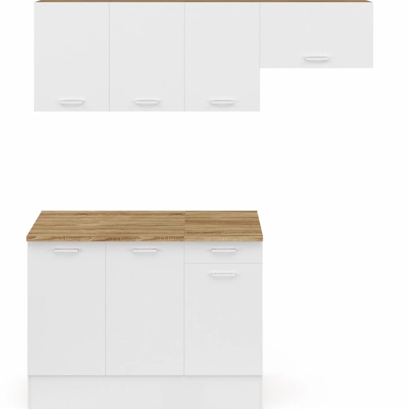Cuisine complète 180 cm Subtil Plan de Travail 5 éléments Bois Blanc