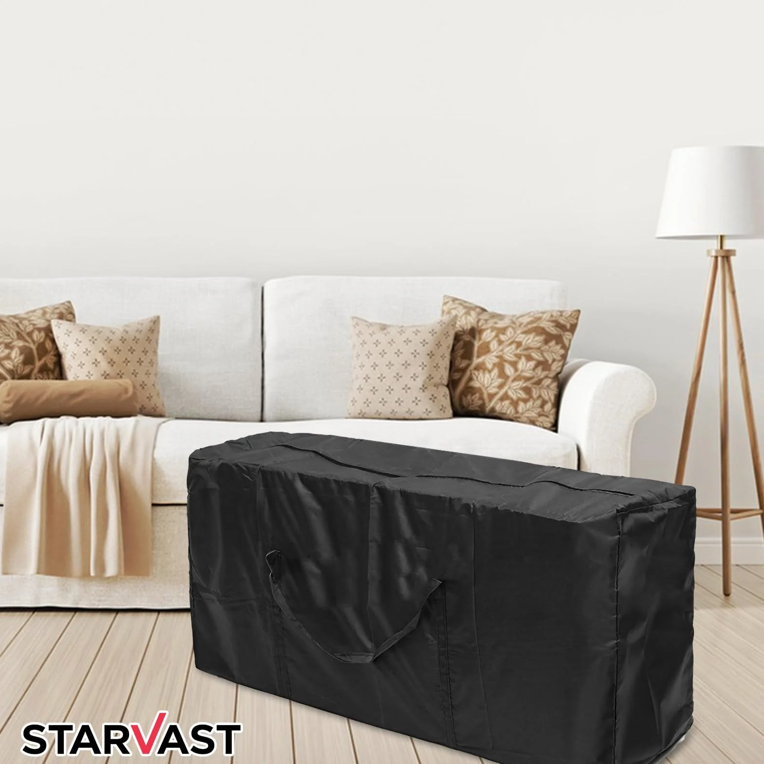 STARVAST Lot de 2 Sacs de Rangement pour Coussins de Jardin - Housse de Protection Oxford avec Poignée - Noir 173 cm