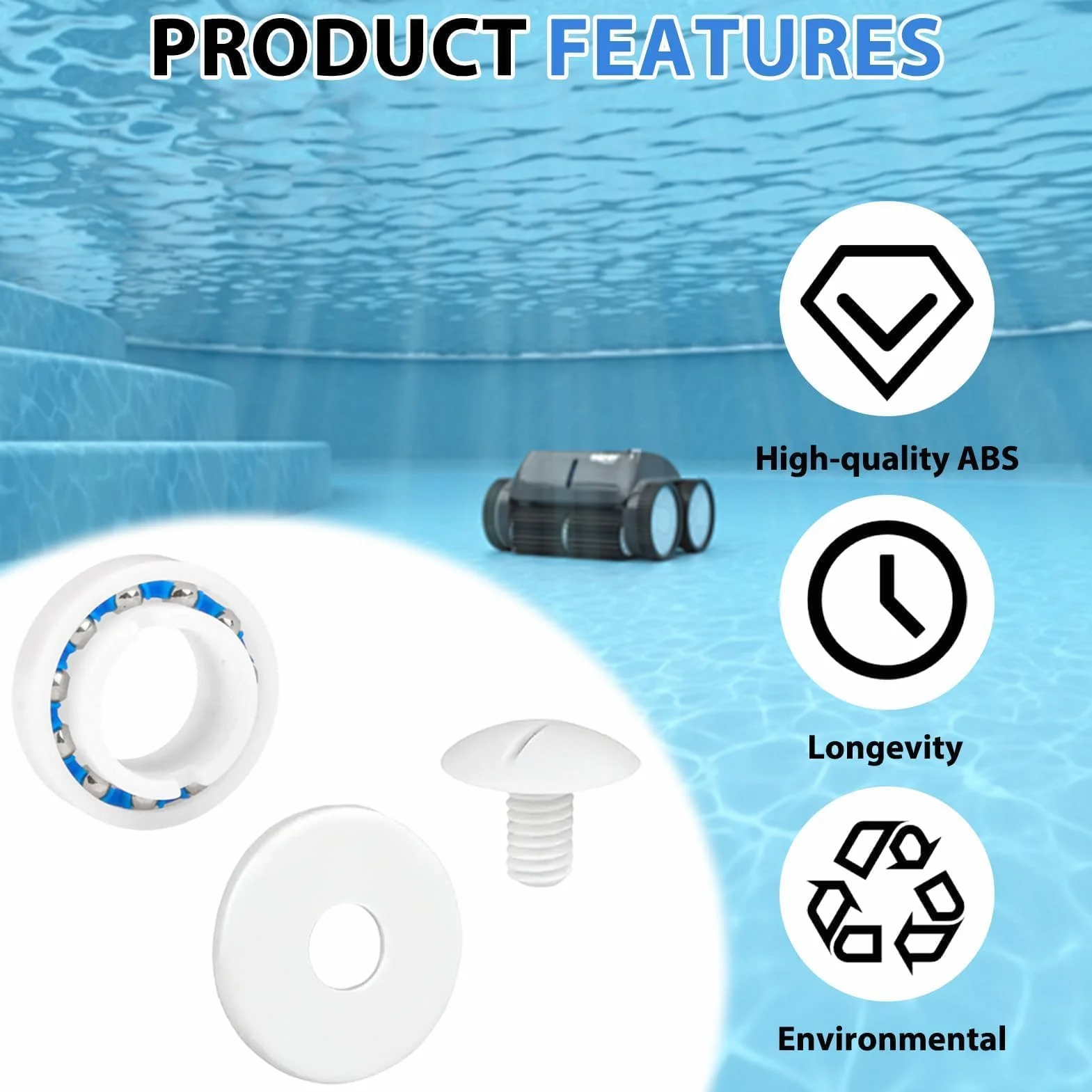 Kit de Reconstruction pour Nettoyeur de Piscine Polaris 280/180, Roulements C60, Vis C55, Rondelles C64