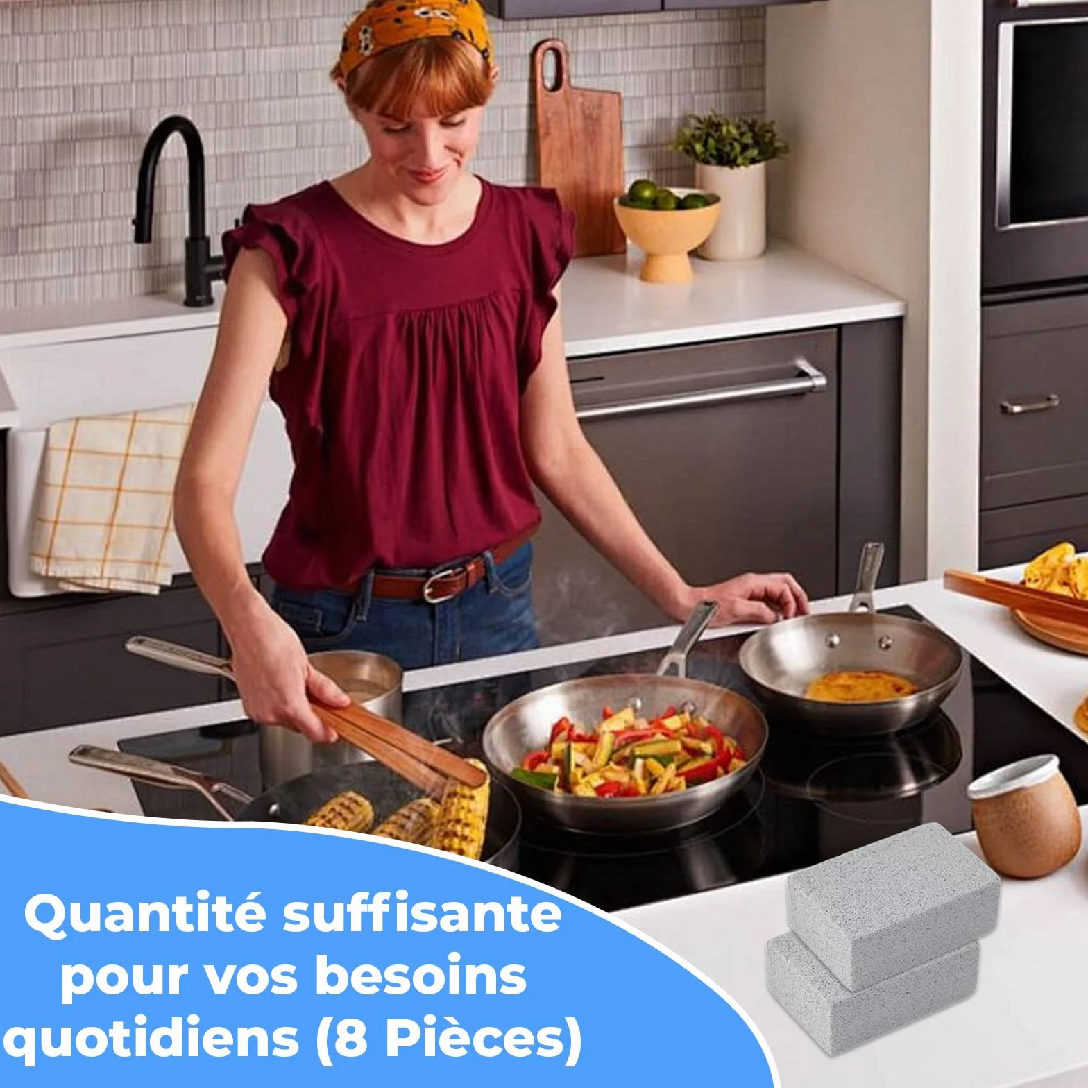 Xerteam Barbecue en Pierre Nettoyage 8 Pièces Blocs Pierre Ponce Réutilisables pour Four Grills
