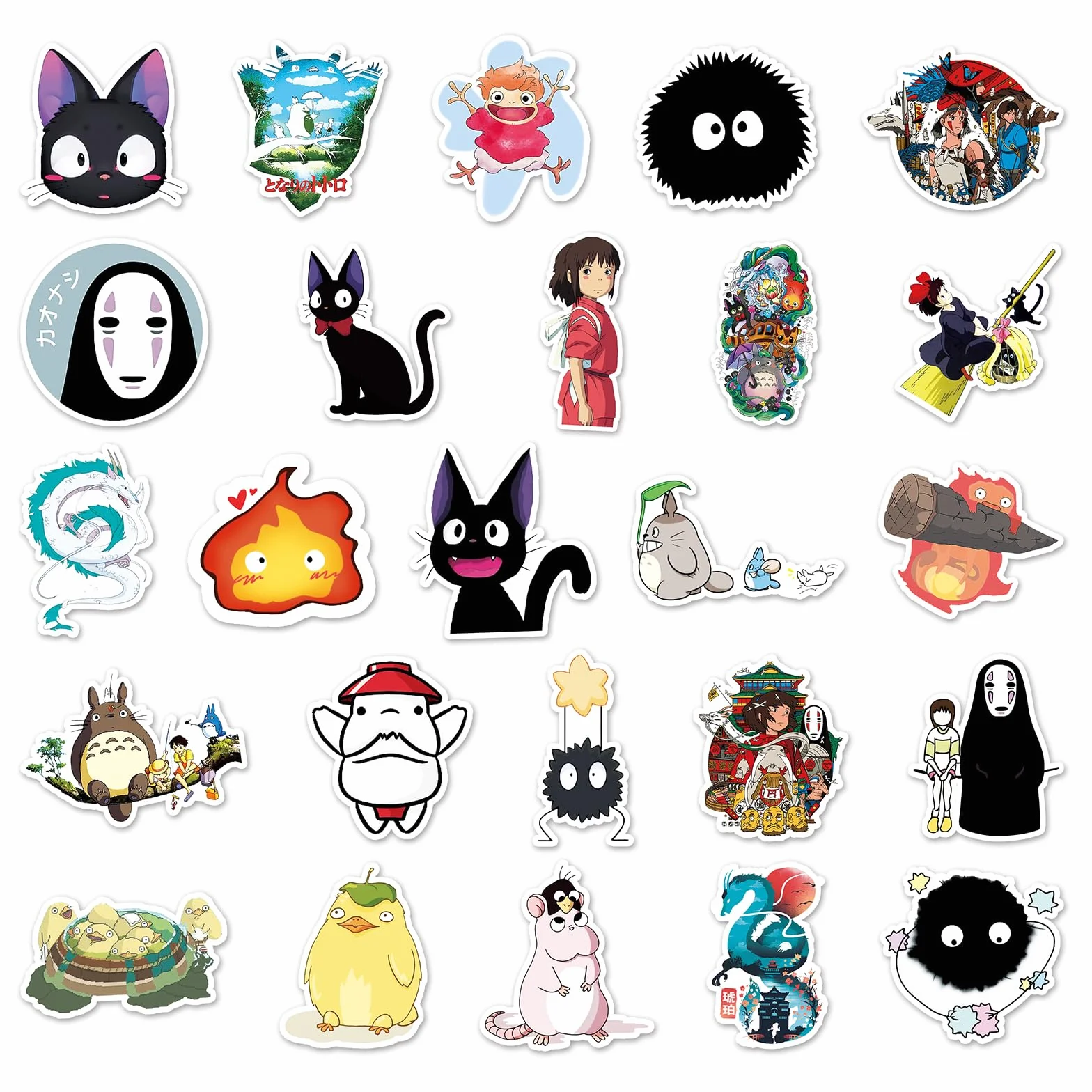 Autocollants Ghibli Cinéma Lot de 50 - PVC Imperméable pour Ordinateur Portable, Décoration DIY