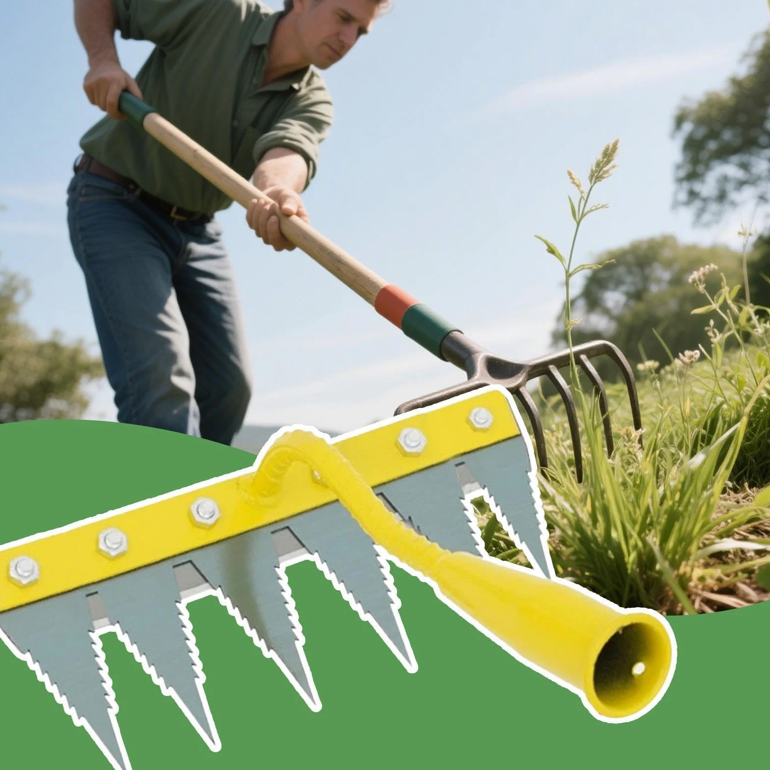 Générique Râteau de Jardin Outil de nivellement Robuste | Désherbeurs manuels Pour une utilisation en extérieur : jardin, pelouse, cour, parterre de fleurs, serre, pépinière, verger,