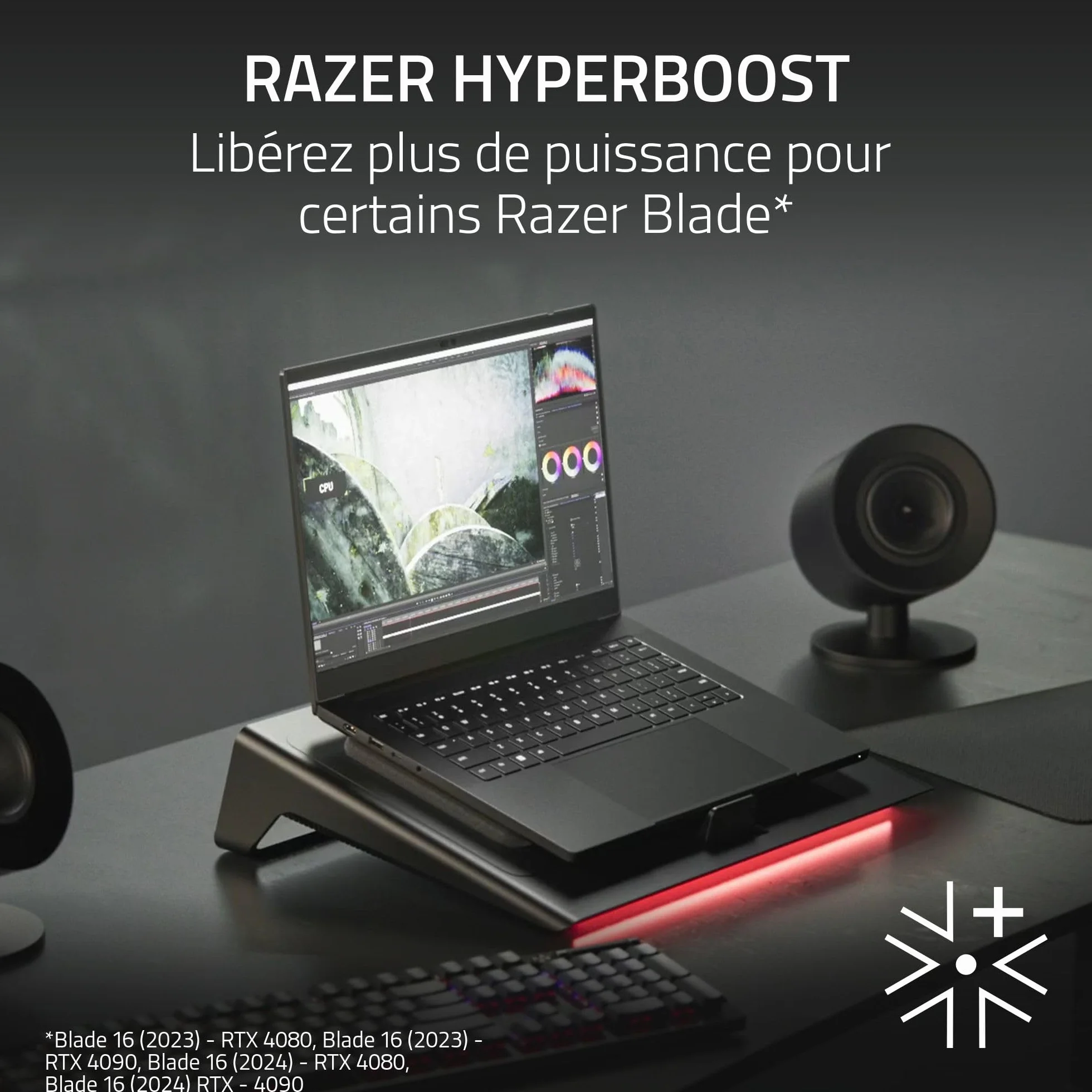 Razer Support de Refroidissement Intelligent pour Ordinateurs Portables 14-18 Pouces Chambre de Pression étanche à l'air Noir