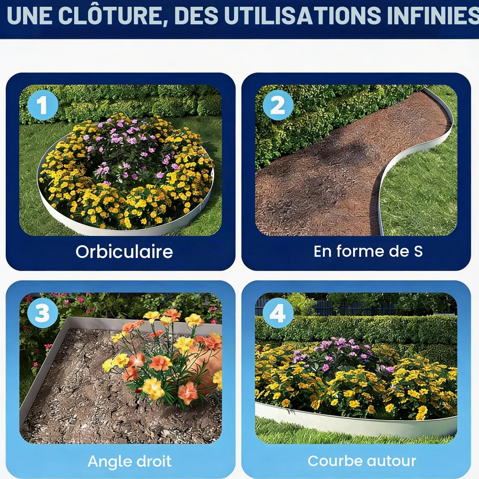 Bordure de Jardin 15m, Bordure de Pelouse Métal Flexible 15cm de Hauteur, Surface Galvanisée, Anti-Mousse, Résistante aux Intempéries, Facile à Installer, Argenté