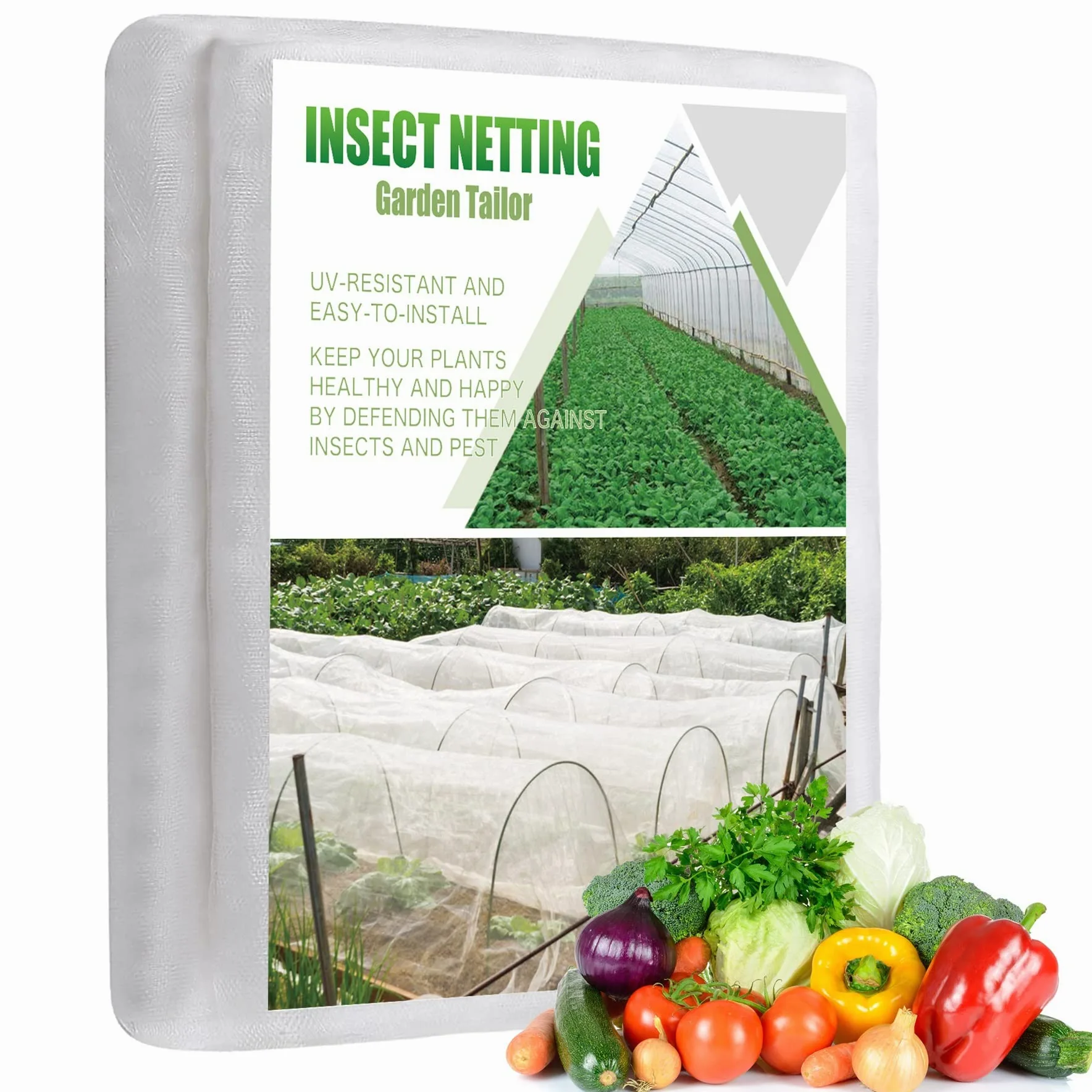 Filet anti-insectes de jardin en maille fine : 3 x 9,9 m, pour plantes, légumes, papillons, fleurs, fruits, argent