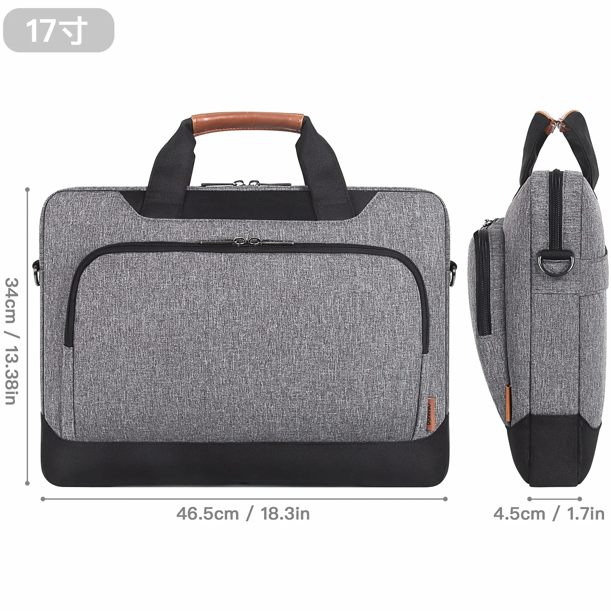 DOMISO Sacoche pour Ordinateur Portable 17-17.3 Pouces Mallette d'affaires Sac à Bandoulière Compatible 17.3" HP Pavilion MSI GS73VR Stealth Pro Dell Inspiron 17 Acer ASUS Gris
