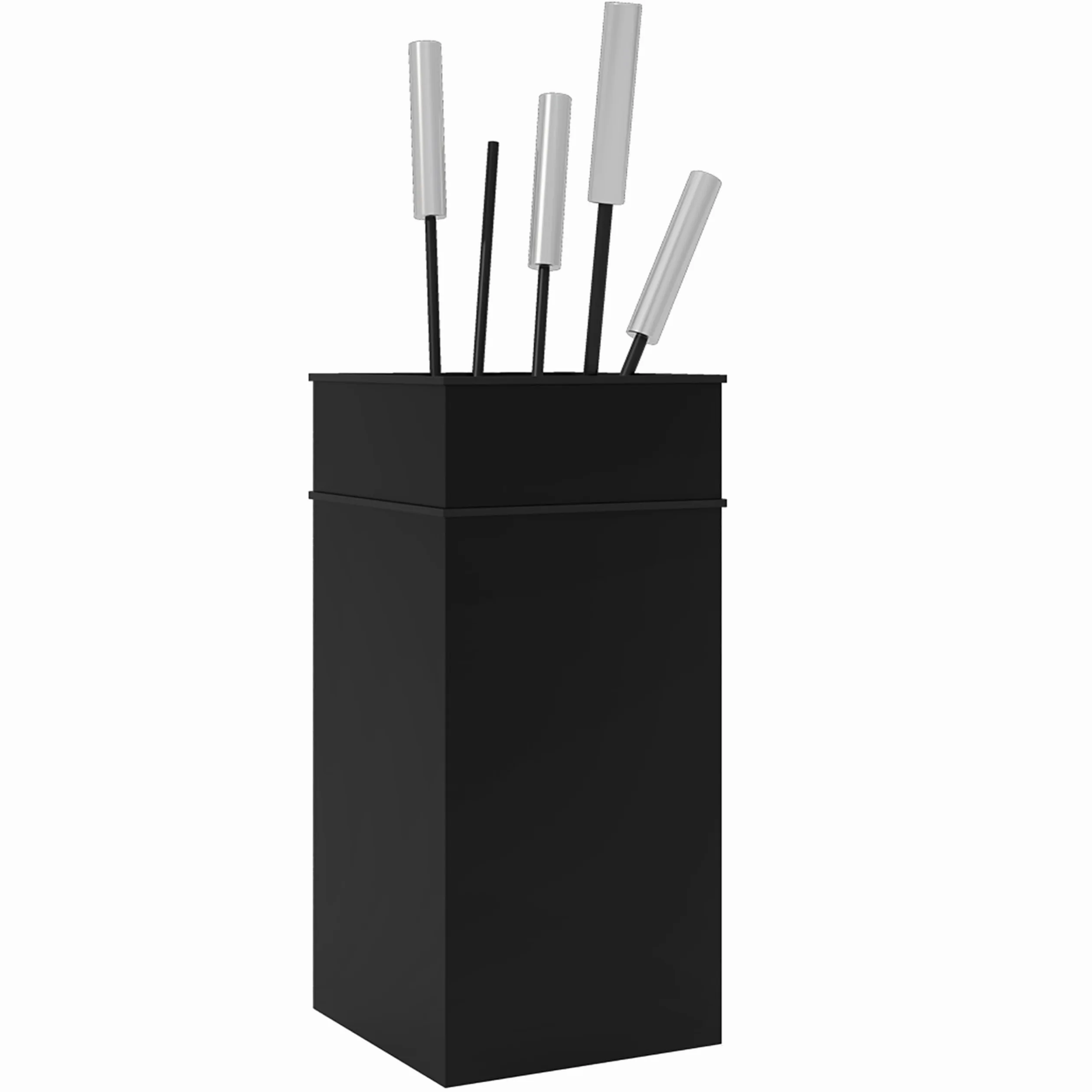 Kingson Ensemble d'outils de cheminée élégant comprenant une brosse, une pelle, un tisonnier et une pince, poignées en acier inoxydable, design élégant pour brûleurs à bûches et cheminées
