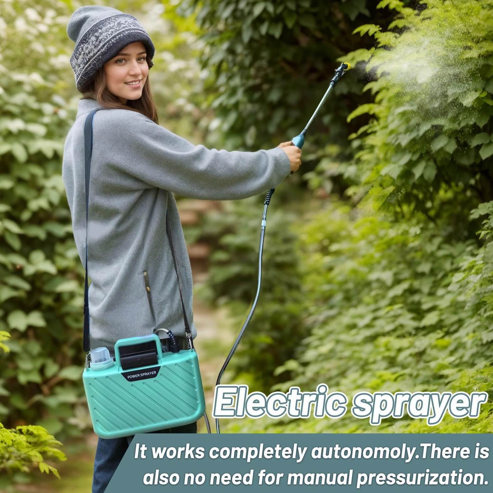 Pulvérisateur Électrique 5L 2400mAh pour Plantes avec Lance Télescopique Rechargeable (Vert)