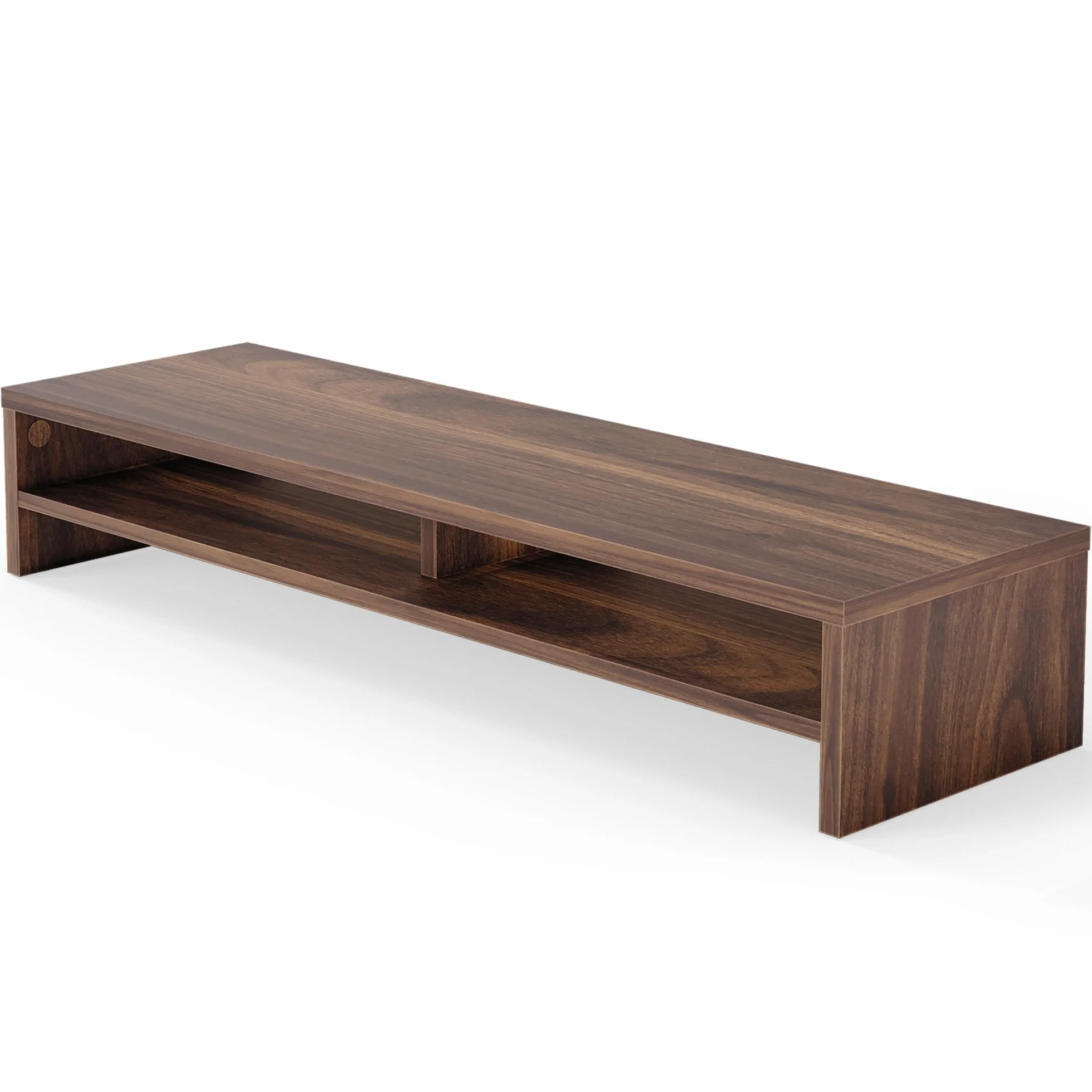 Fenge Réhausseur d'Écran d'Ordinateur Support Dual Moniteurs Organisateur de Bureau 80×23.5×14.2cm Charge 25KG Marron