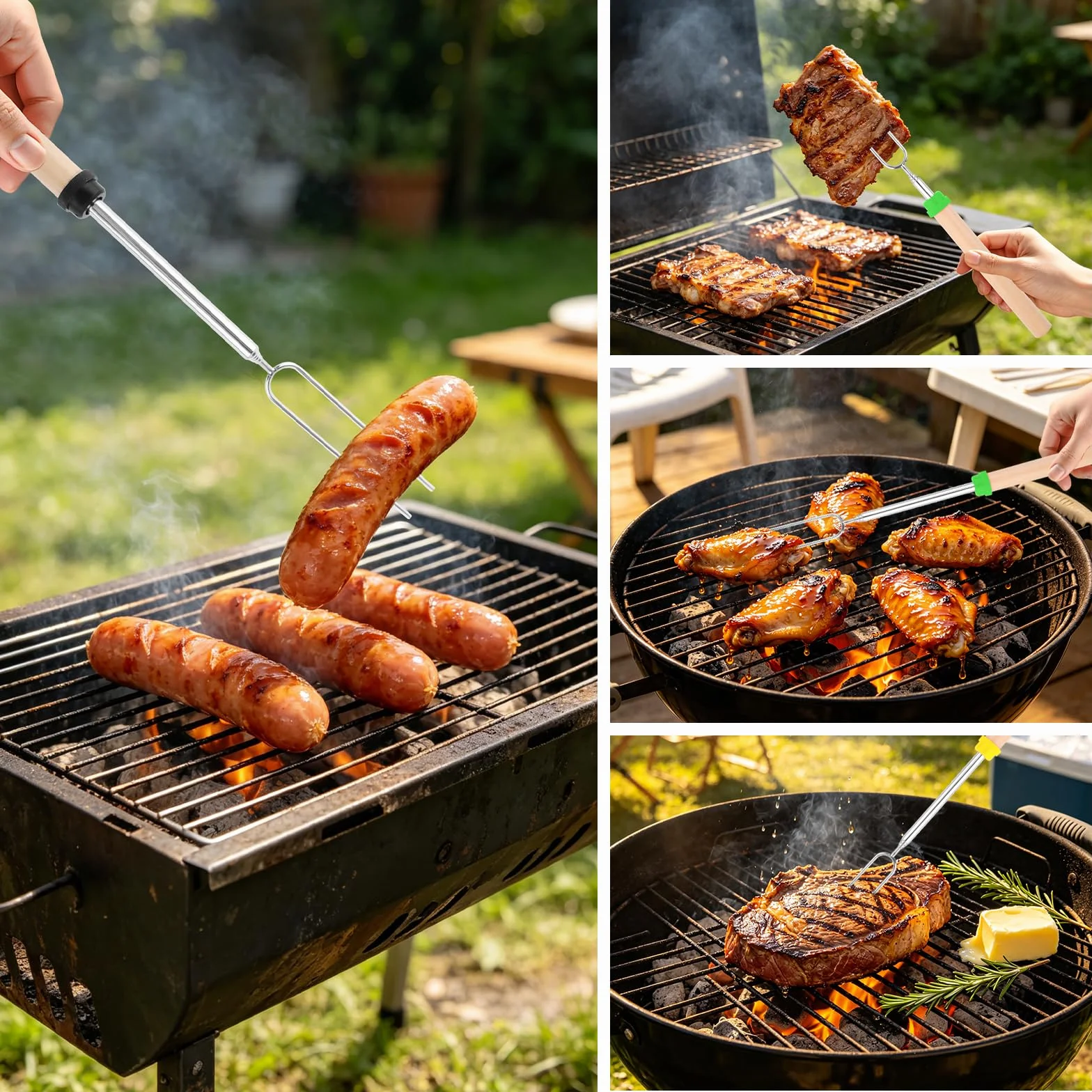 Brochettes Télescopiques en Acier Inoxydable pour BBQ, Marshmallow, Camping – Accessoire Barbecue
