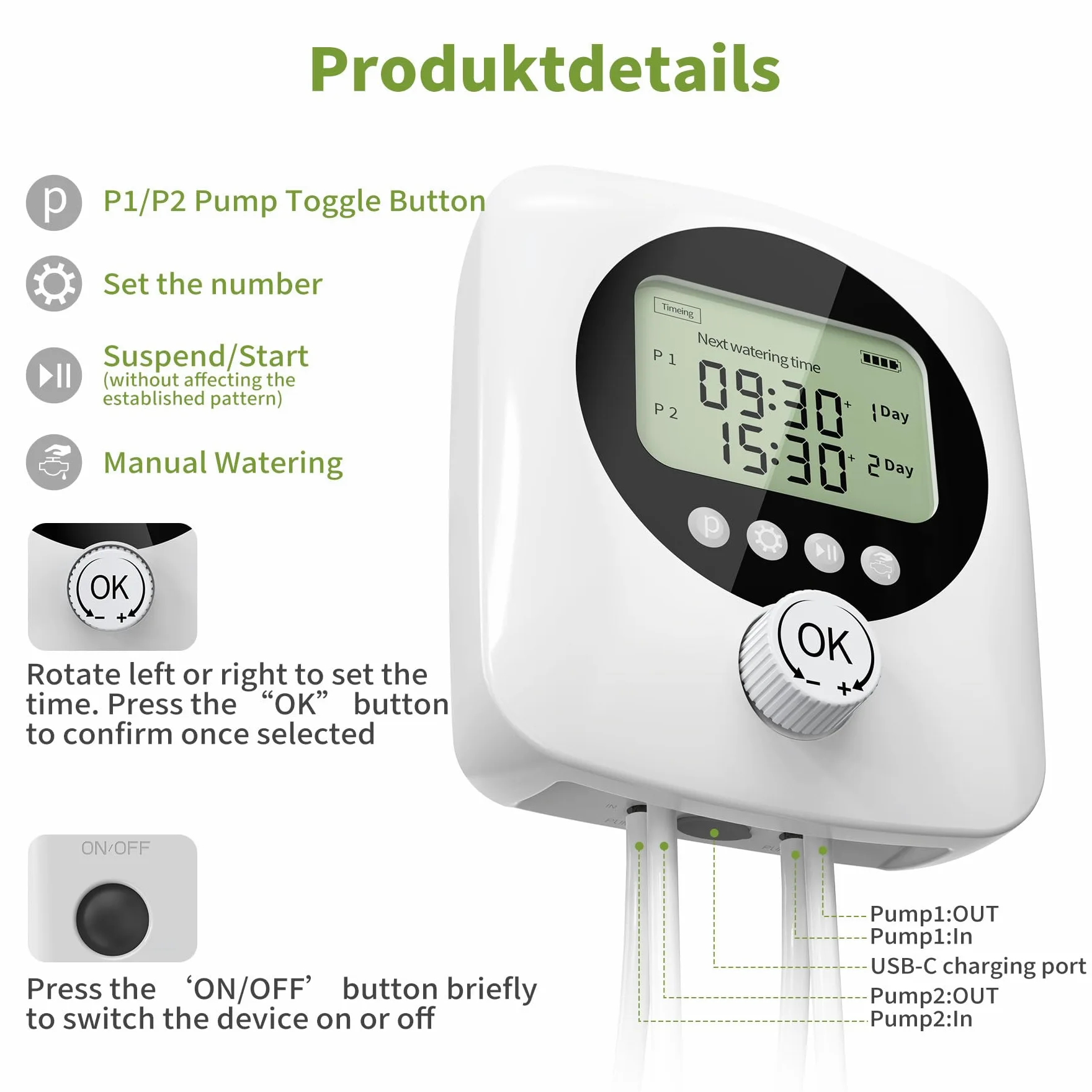 Forever Speed Système Arrosage Automatique D'intérieur avec Double Pompe pour 30 Plantes en Pot, 4400 mAh Goutte à Goutte Rechargeable Système D'irrigation pour Interieur, Balcons