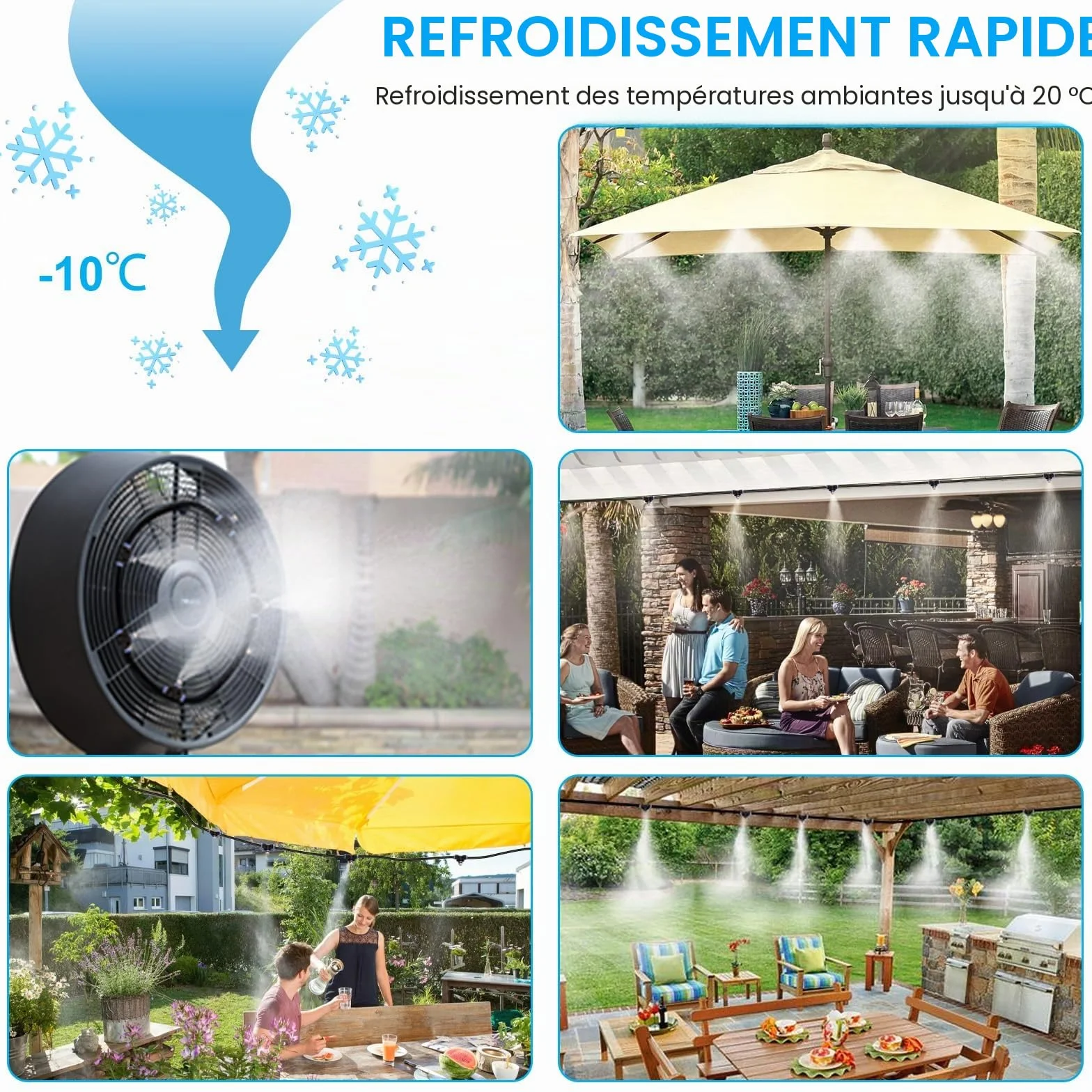 Kit d'Irrigation AGPTEK 20M Système de Brumisateur Extérieur 67pces Brume Refroidissement Jardin Piscine