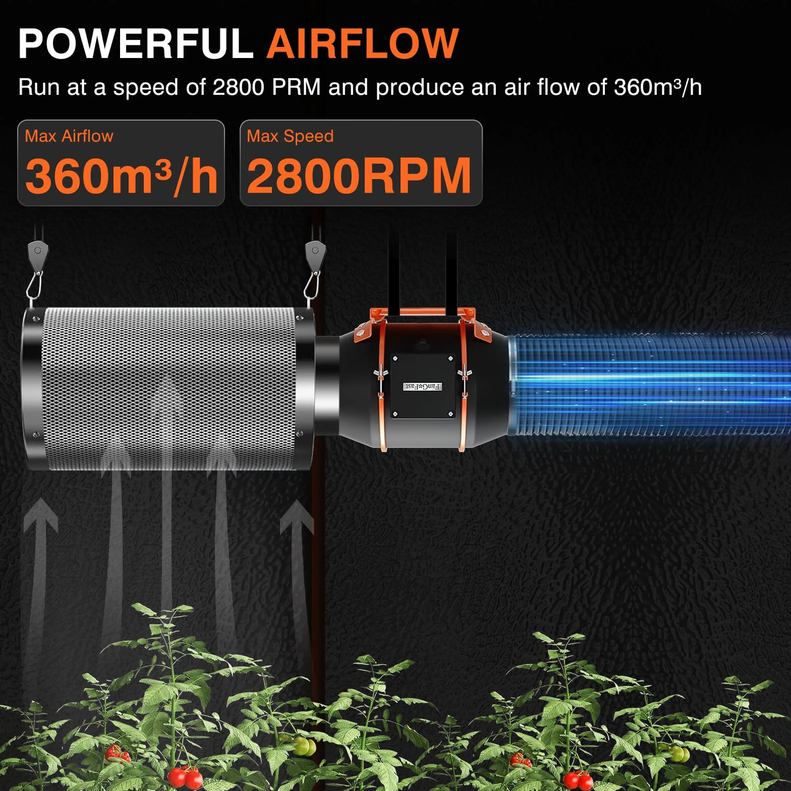 FanGoFast 100mm Extracteur d'Air Wifi avec Moteur EC 2800 tr/min pour Tentes