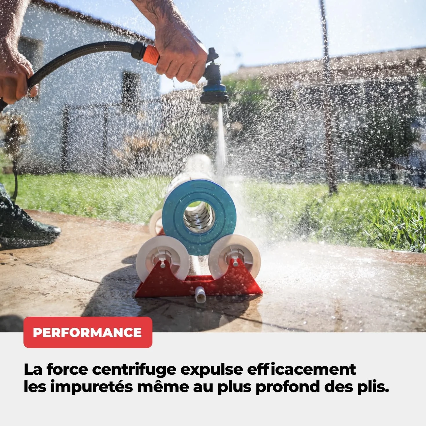 NODI Roller Nettoyeur de Filtre Piscine Rotatif | Nettoyage Cartouche 1 Min | Économise 90% d'Eau | Compatible Toutes Cartouches