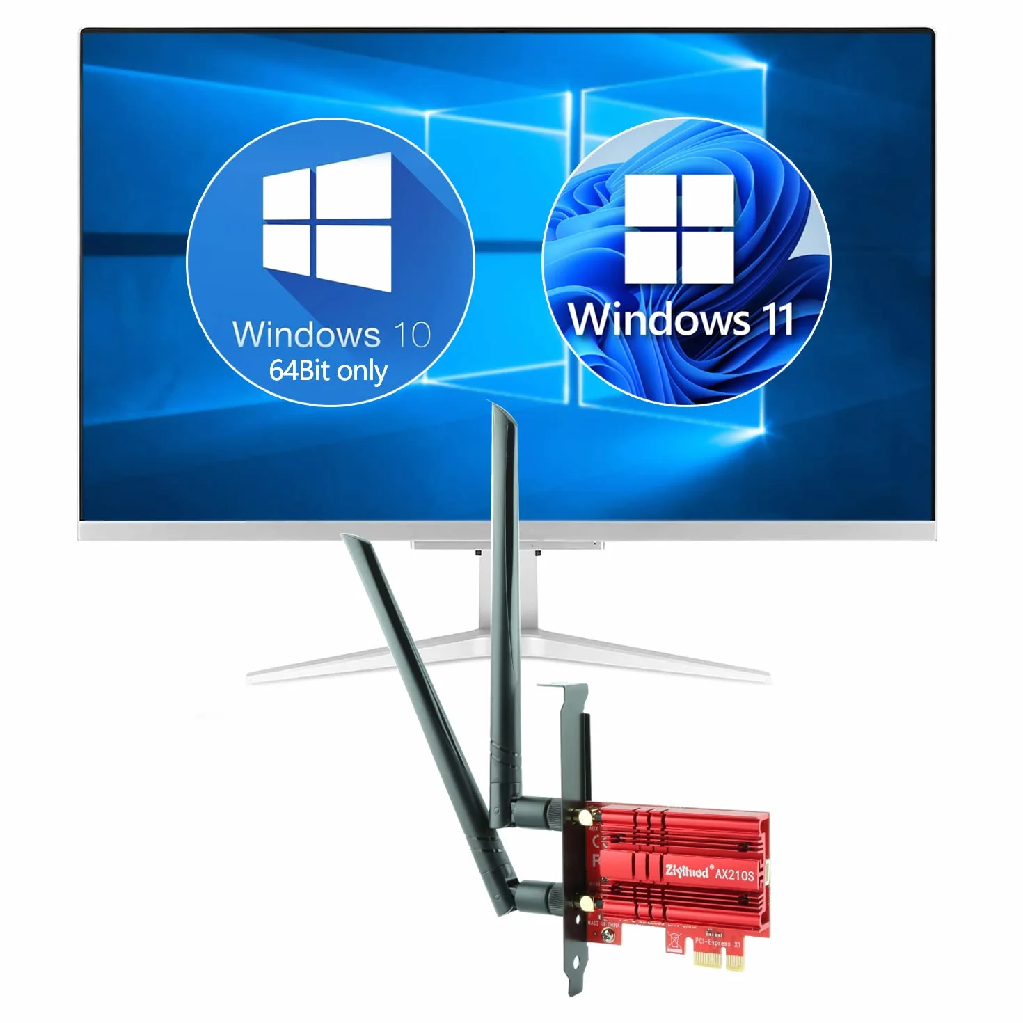 Intel WiFi 6E AX210 Carte WiFi 5400Mbps PCIe Bluetooth 5.3 Tri-Bandes 6GHz/5GHz/2.4GHz pour PC Win 11/10