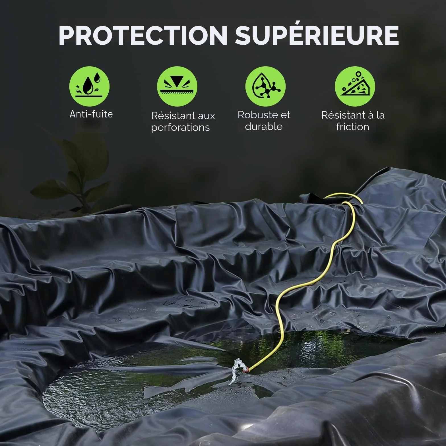 Bâche Bassin Extérieur 3x4m 0.2mm Epaisseur Liner Jardin pour Bassins d'Agrément Poisson Cascade