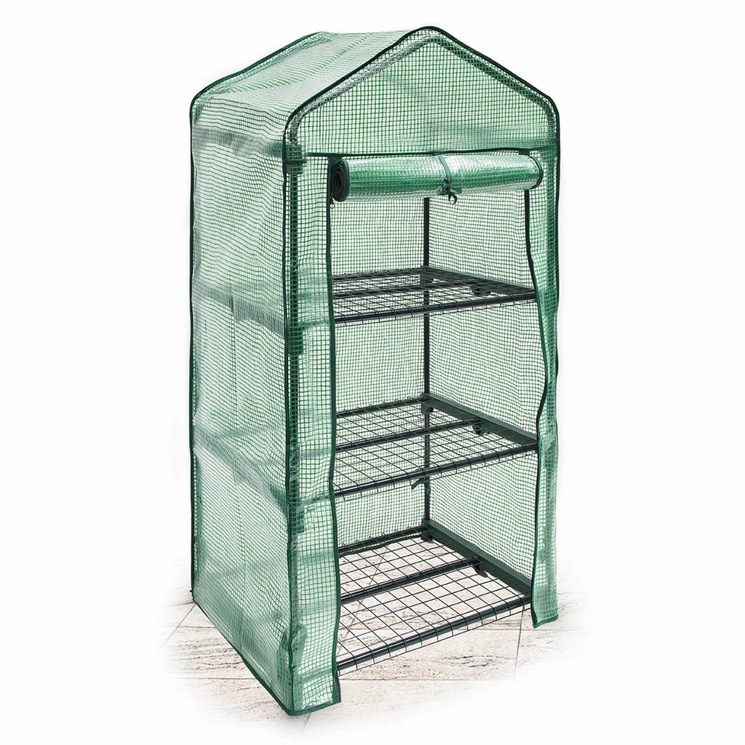Relaxdays 10018891-348 Serre de Jardin Étagère avec Bâche Amovible Balcon Terrasse Tente