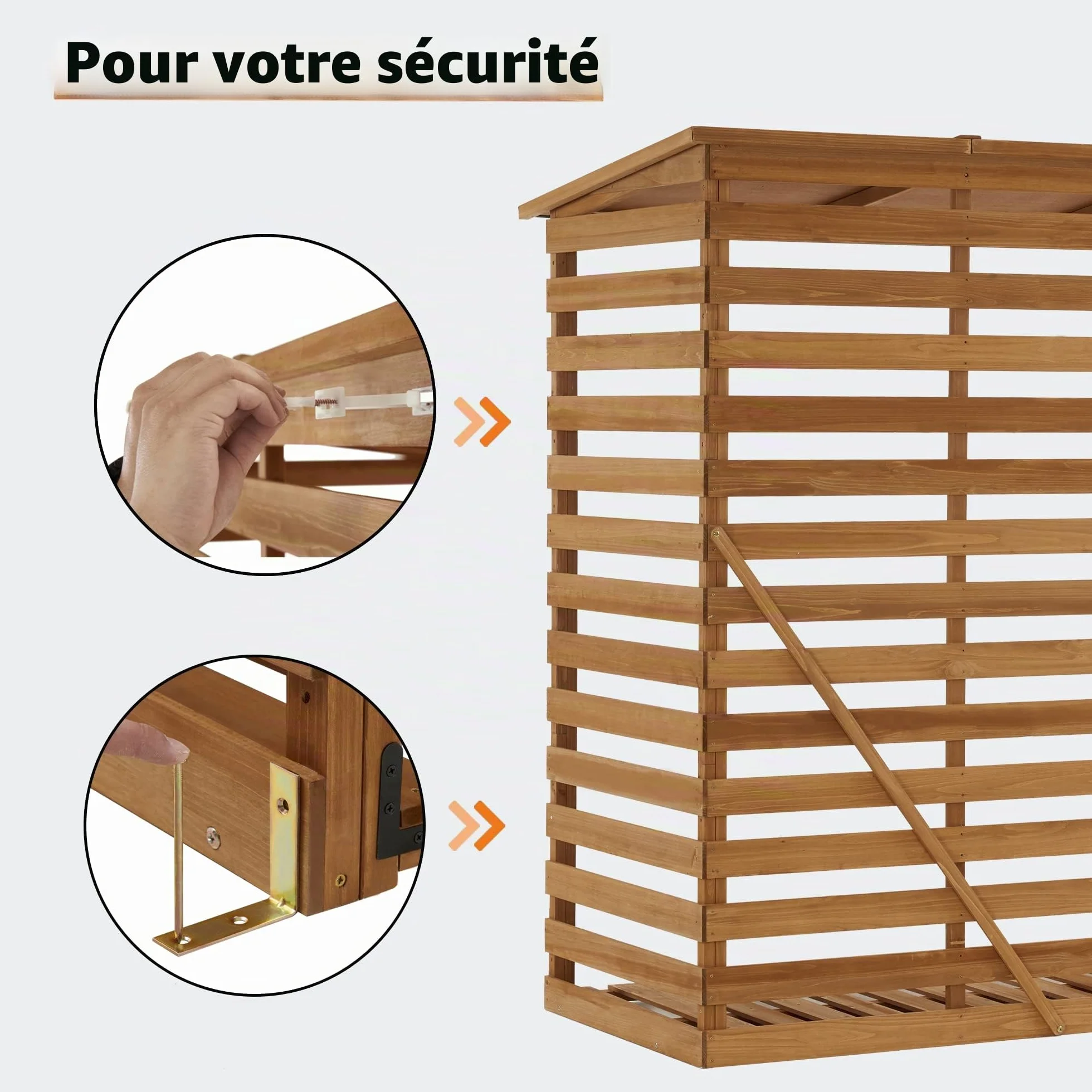 M MCombo Étagère à bois extérieure 90 × 185 × 186 CM avec couverture imperméable