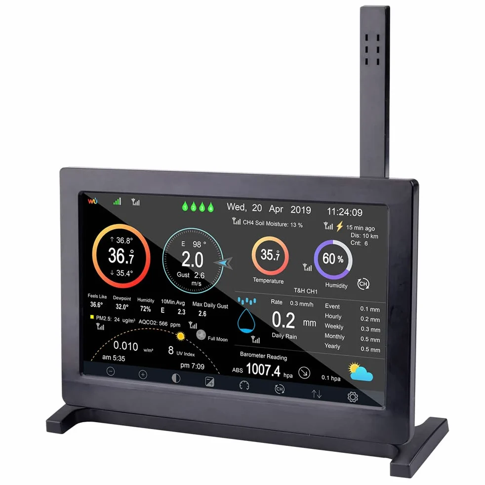 FROGGIT Station météo sans fil Internet HP2000 (Y-Edition) - Noir - Station météo - Écran couleur tactile - 6 capteurs multifonctions - Wi-Fi - Minimaliste