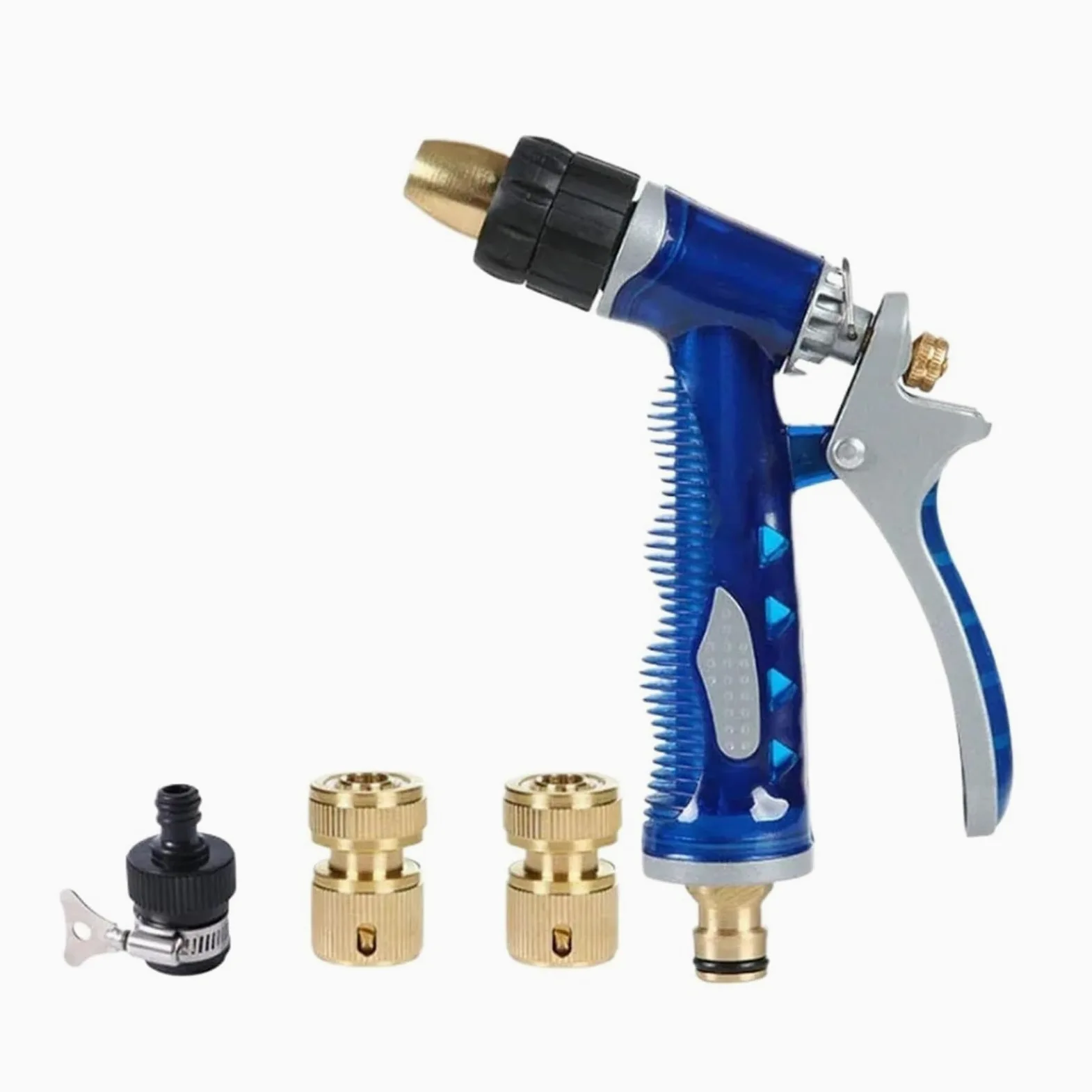 Pistolet d'arrosage avec embout multi-jets, Pulvérisateur d'eau multifonction réglable à haute pression for jardin, buse en laiton multicolore(White*10)