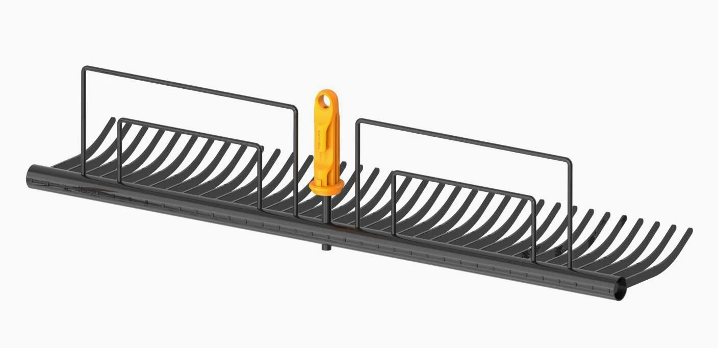 Fiskars OneClick Râteau à Gazon | Changement Facile en Un Clic, Acier Trempé, Noir/Orange, 1080680