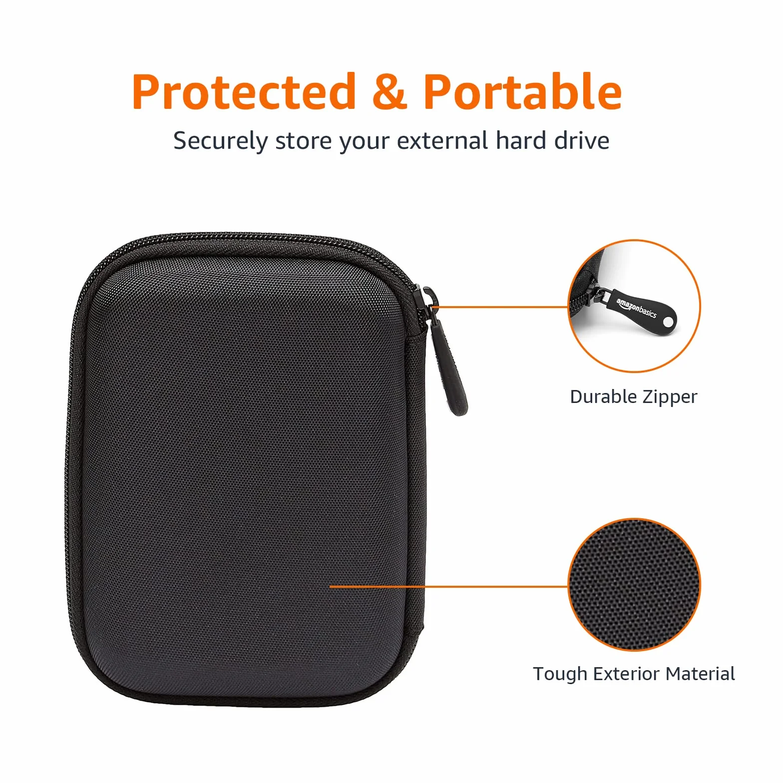 Amazon Basics Étui pour Disque Dur Externe, 15.1 x 10.8 x 4.2 cm, Noir