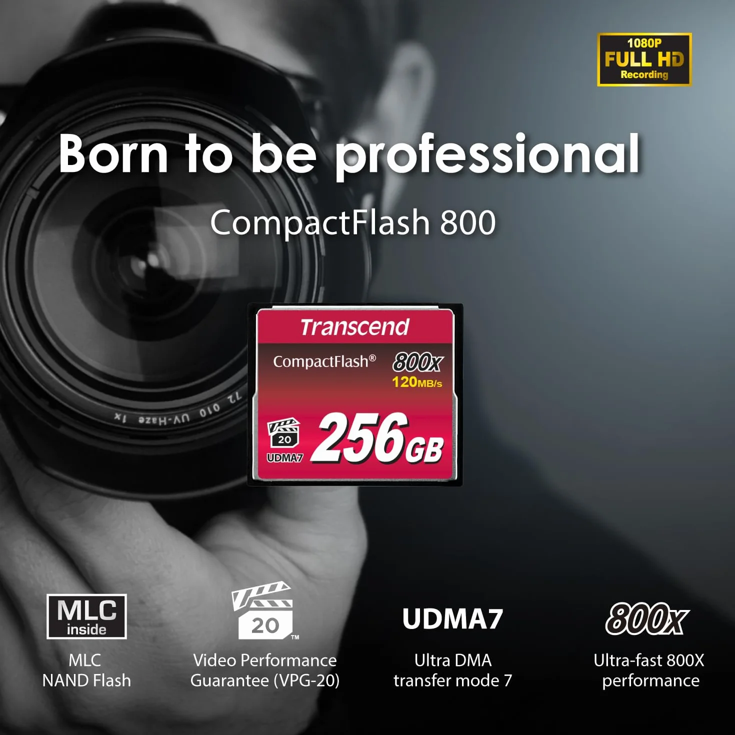 Transcend CF800 CompactFlash 32Go Carte mémoire 120/60 Mo/s Ultra DMA Mode 7