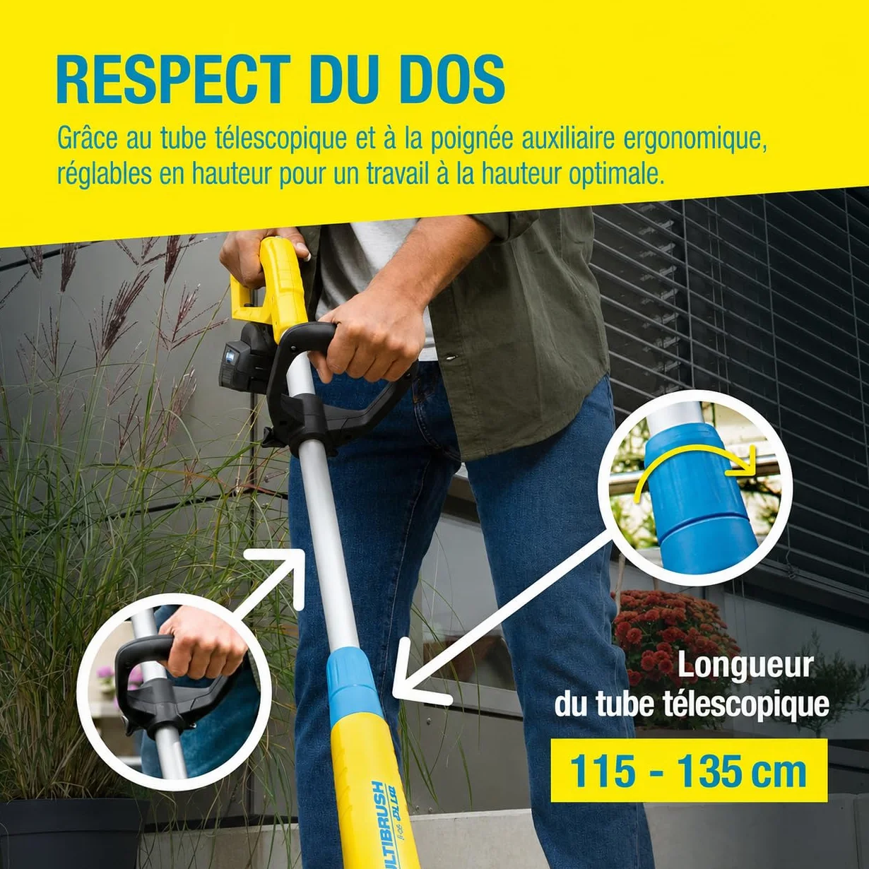 GLORIA Brosse de Nettoyage Électrique Filaire MultiBrush speedcontrol 230V Puissance Constante Désherbeur Coupe-Bordures