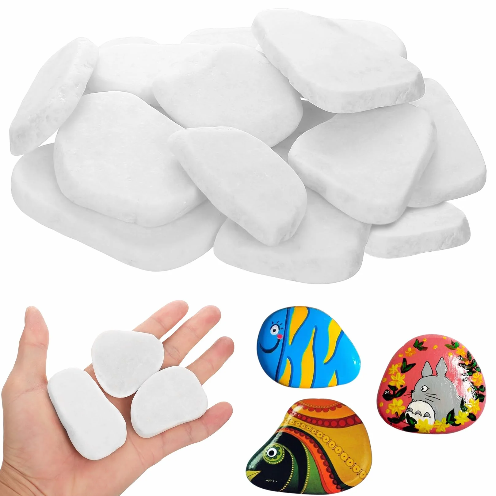 Pierres à Peindre 5-8 cm, Galets Décoratifs Blancs pour Jardin, Vase, Aquarium DIY