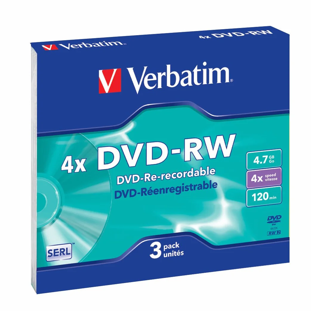 Verbatim DVD-RW 4,7 Go 120 min 4x Boîtier CD étroit